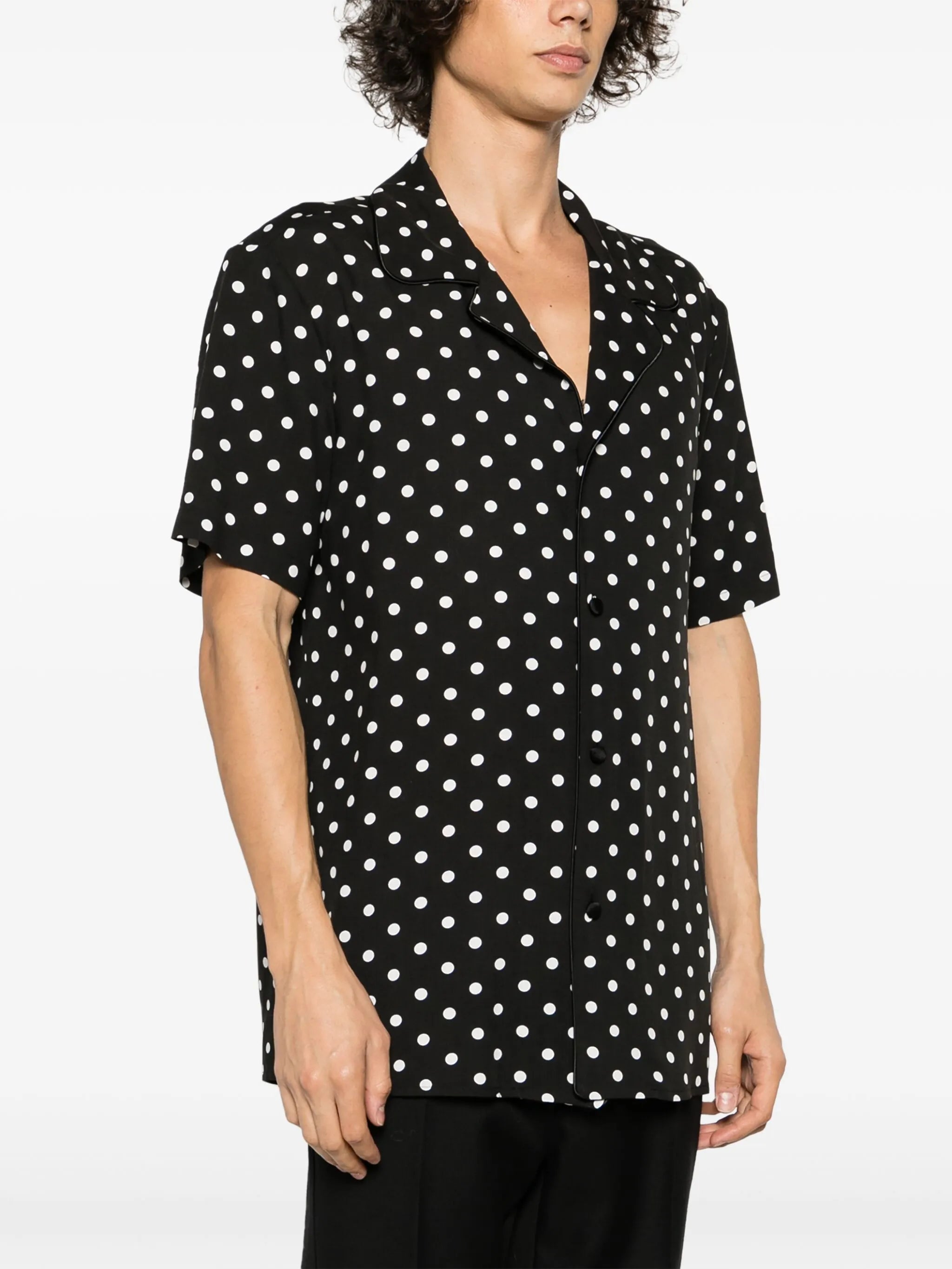 polka dot-print crepe shirt