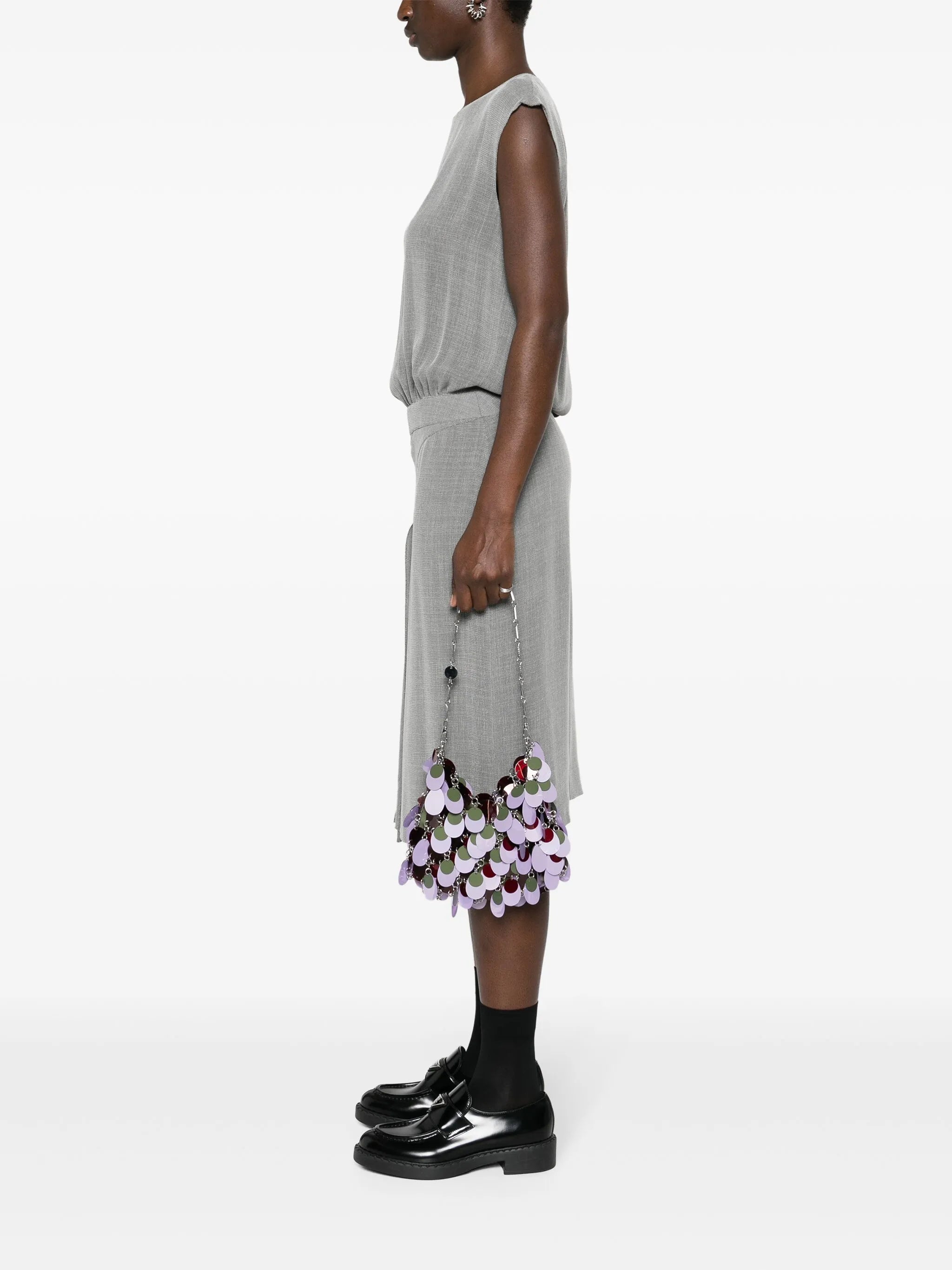 sequined chainmail shoulder bag