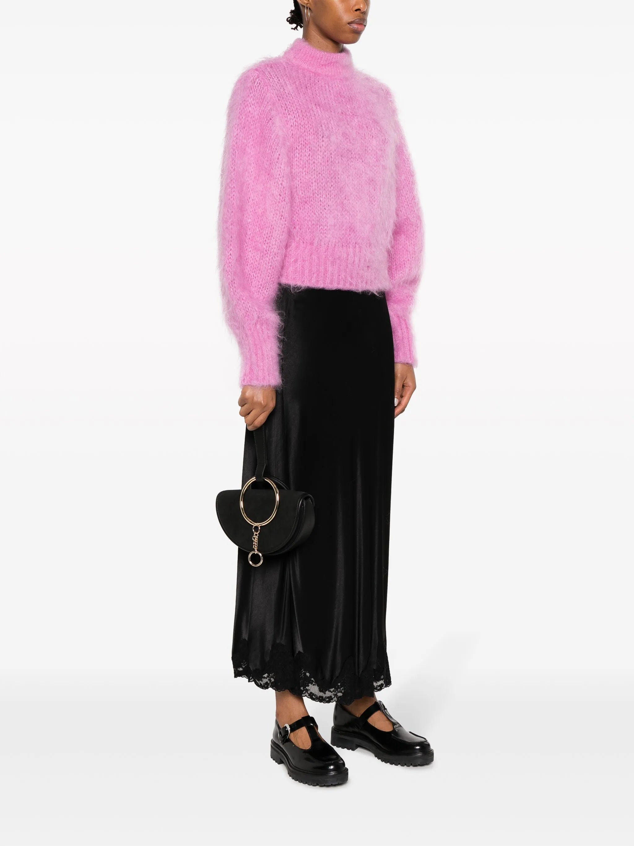 Mara ring-embellished suede tote bag