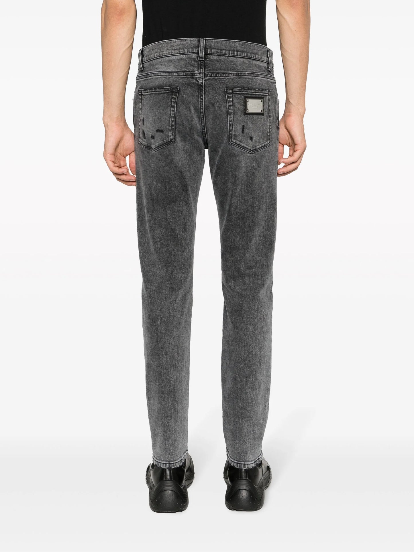 stonewashed slim-fit jeans