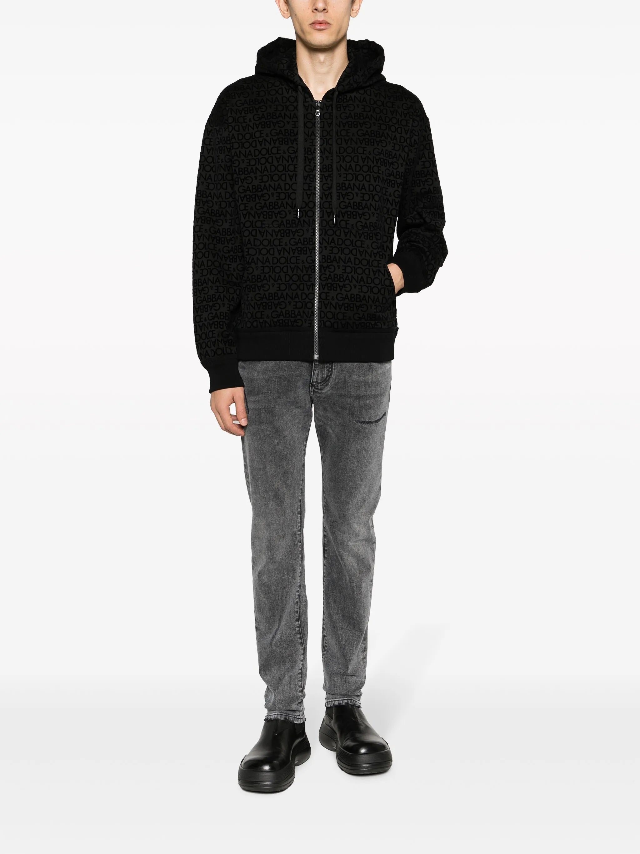 stonewashed slim-fit jeans