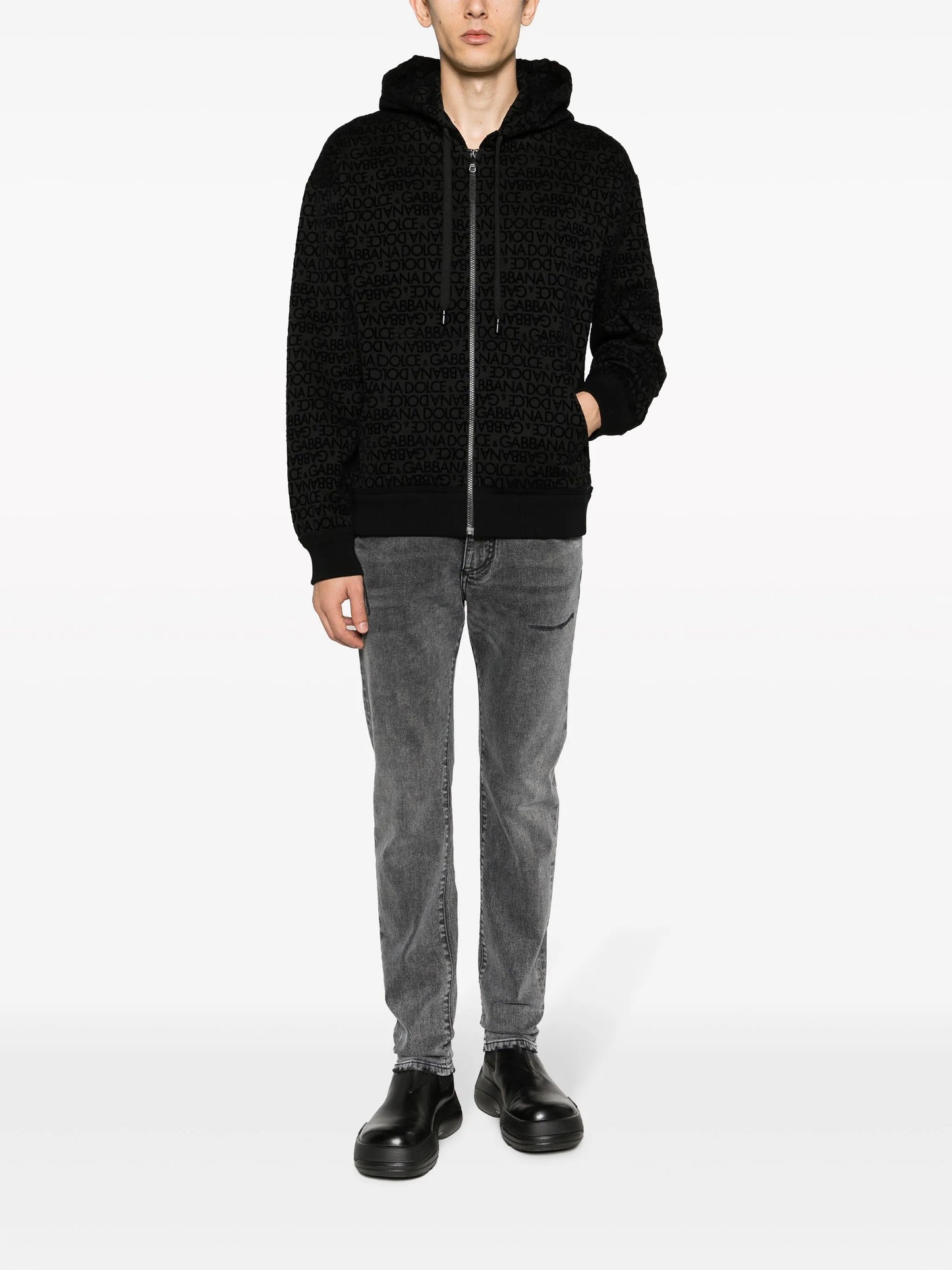 stonewashed slim-fit jeans