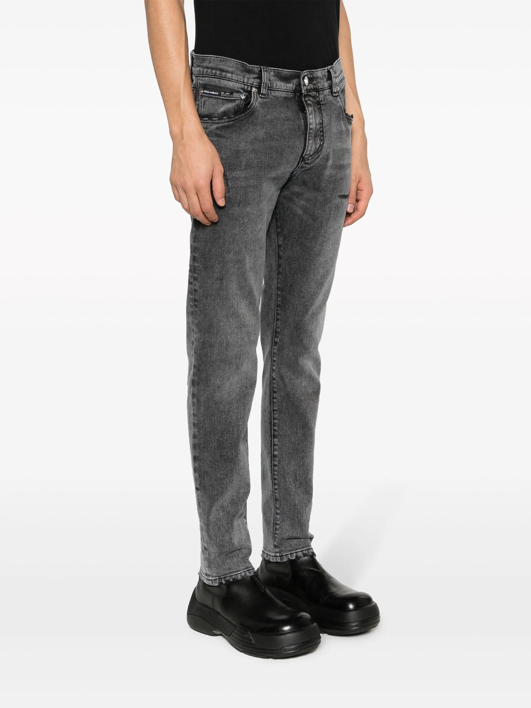 stonewashed slim-fit jeans