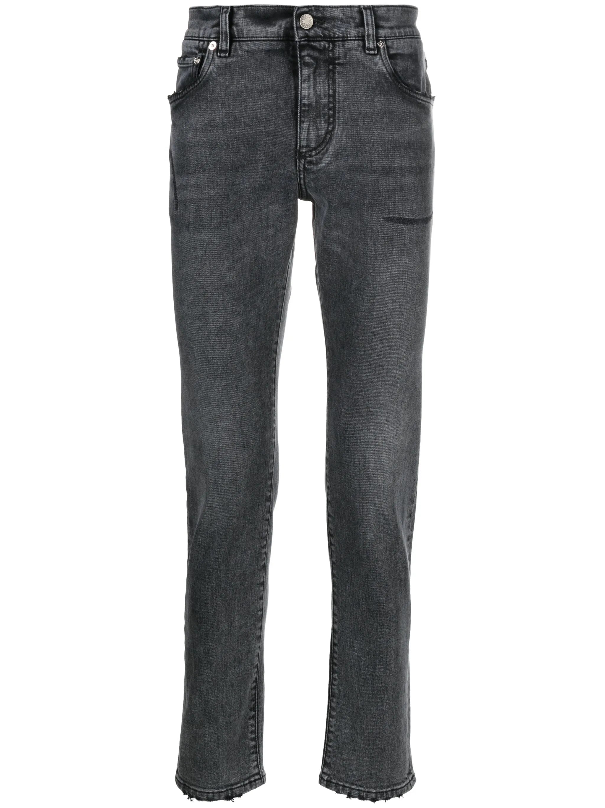 stonewashed slim-fit jeans