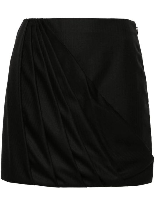 draped wool mini skirt