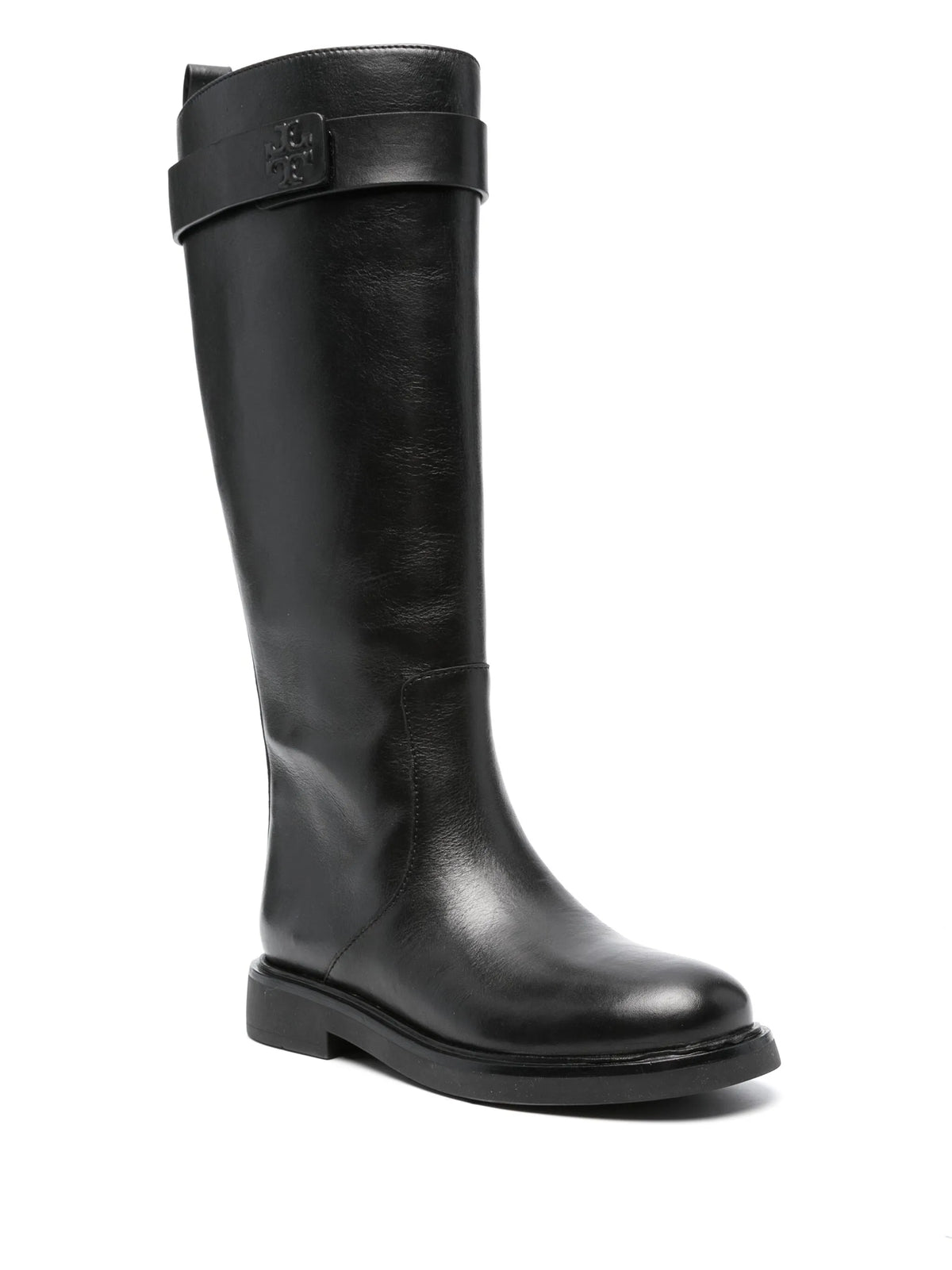 Double T leather knee boots