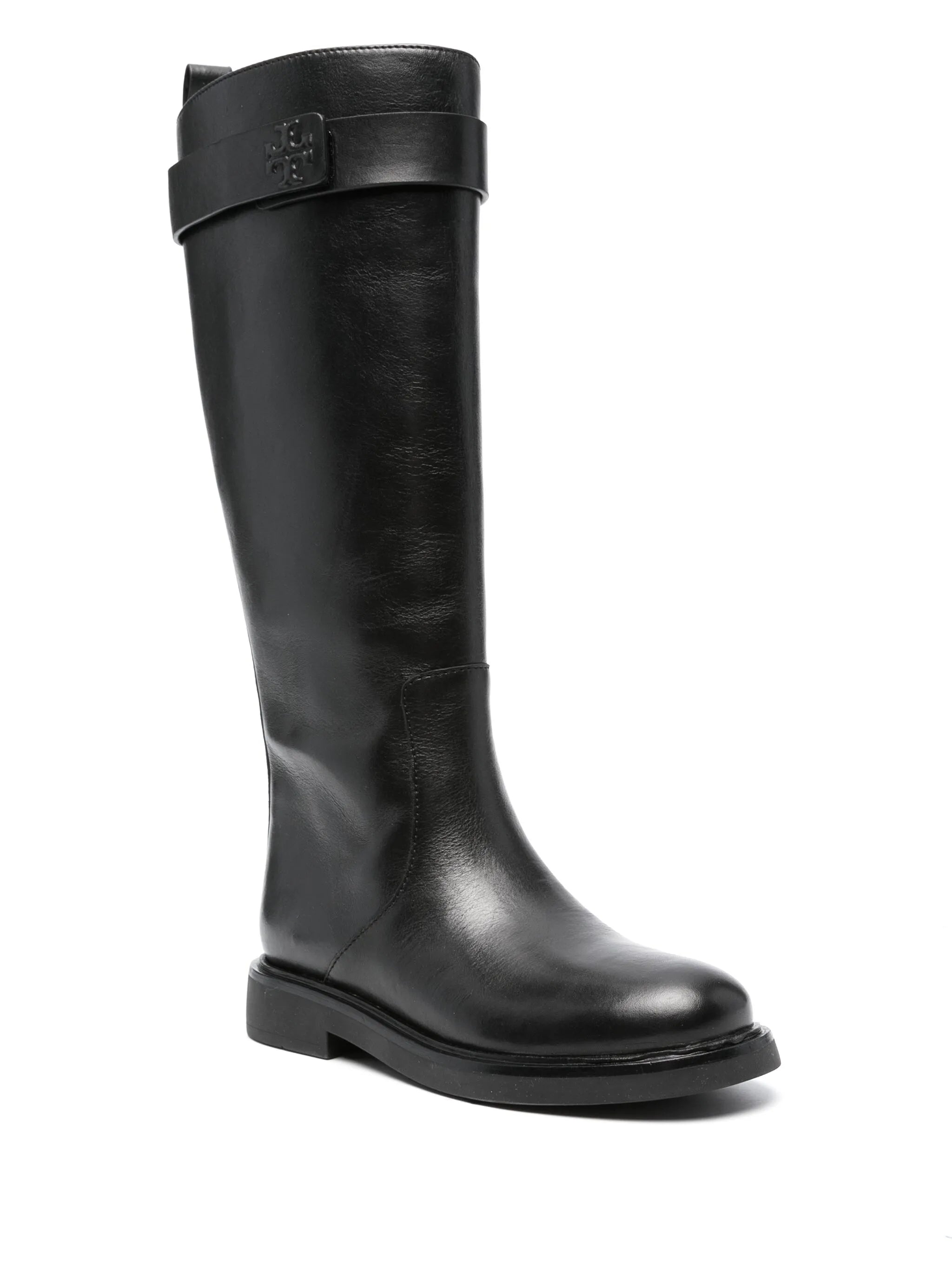 Double T leather knee boots