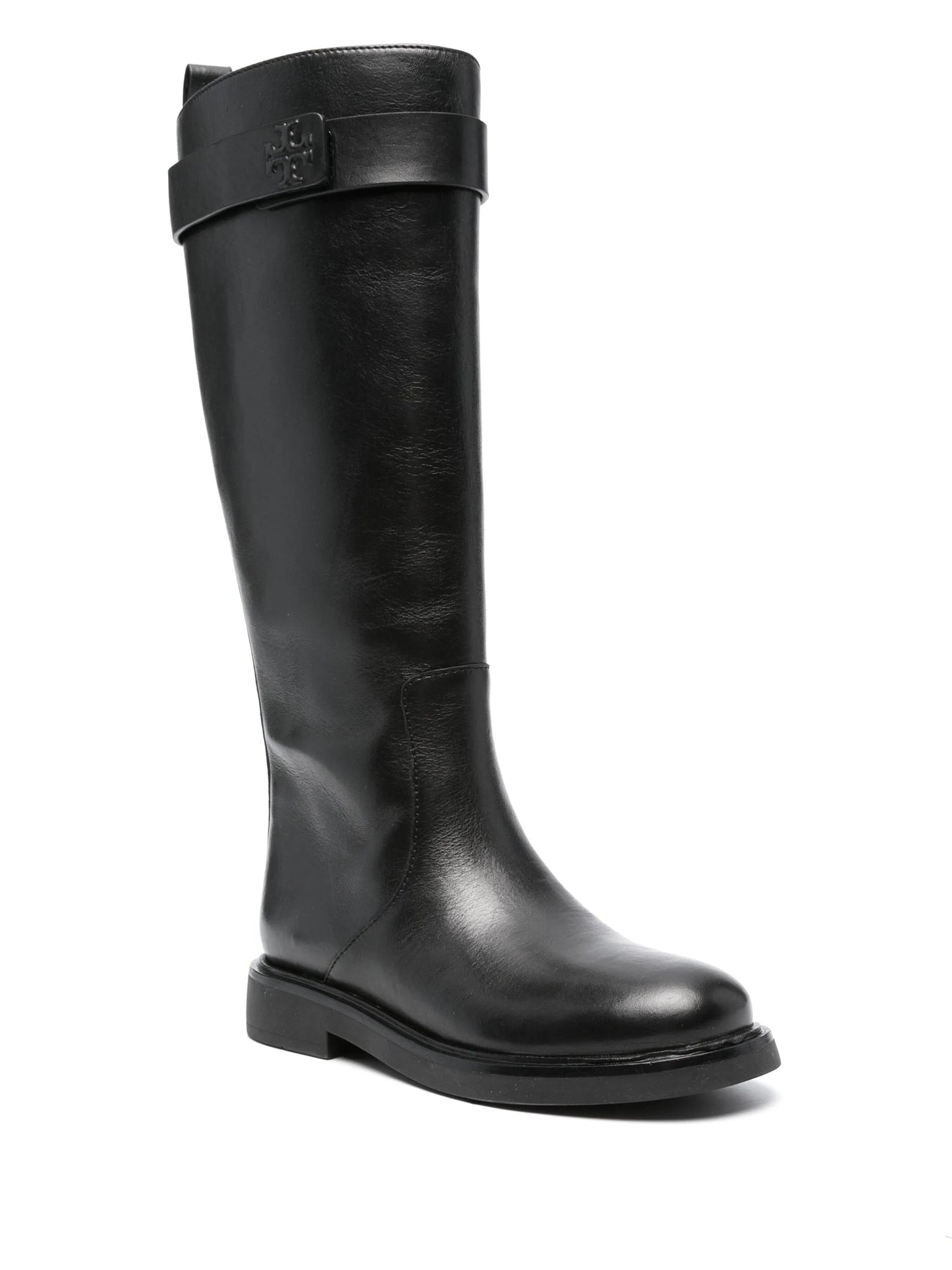 Double T leather knee boots