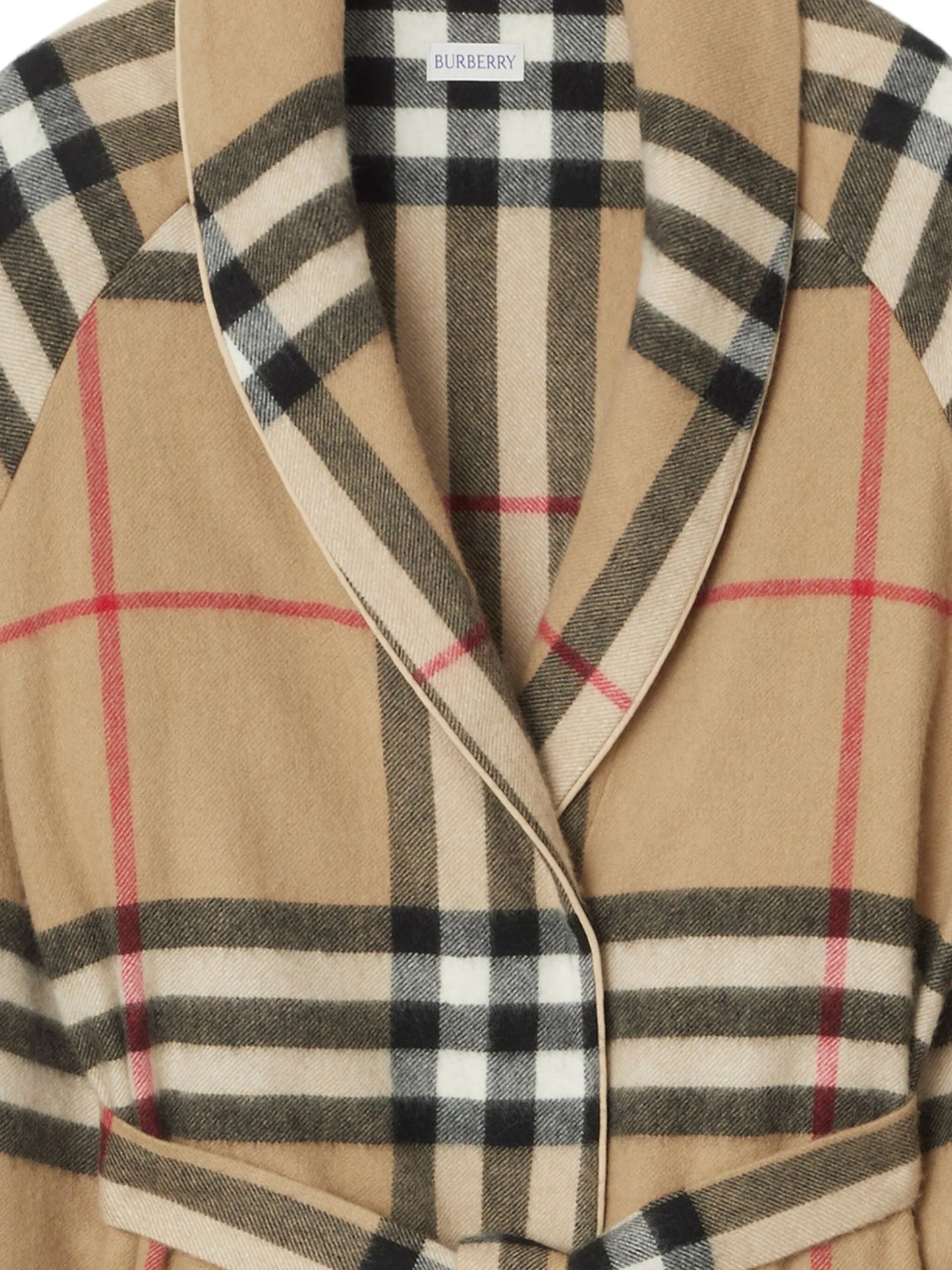Vintage Check-pattern belted cashmere robe