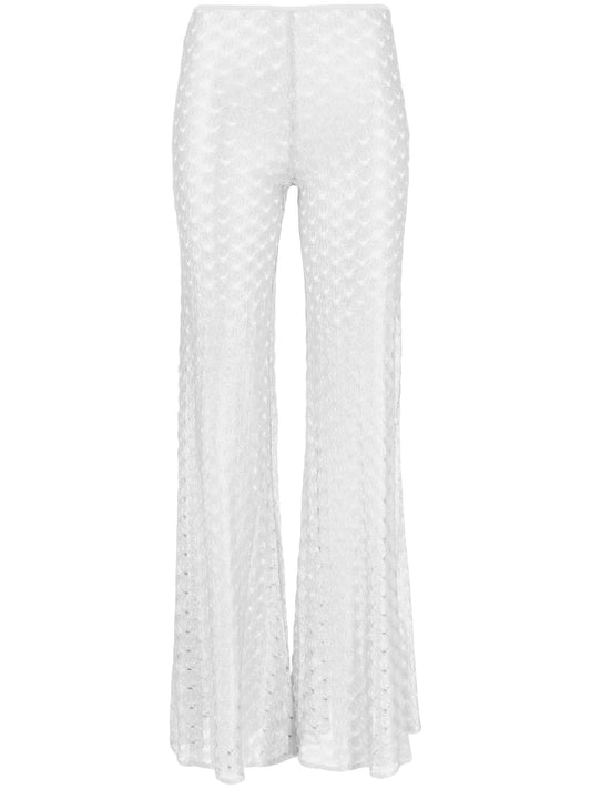 zigzag-woven flared trousers
