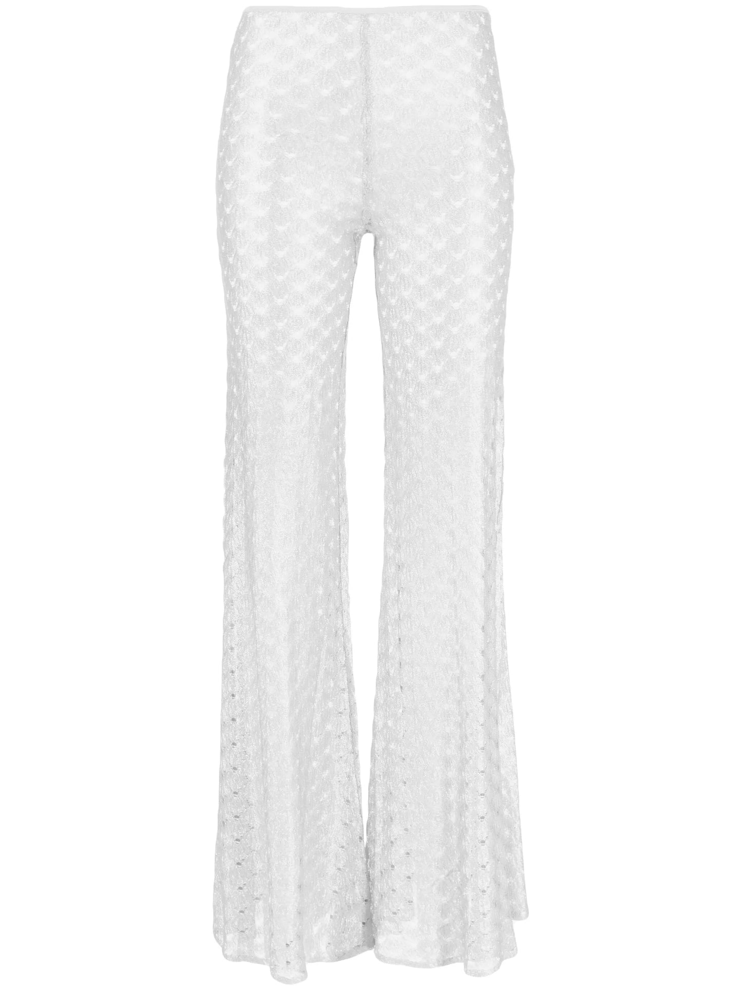 zigzag-woven flared trousers
