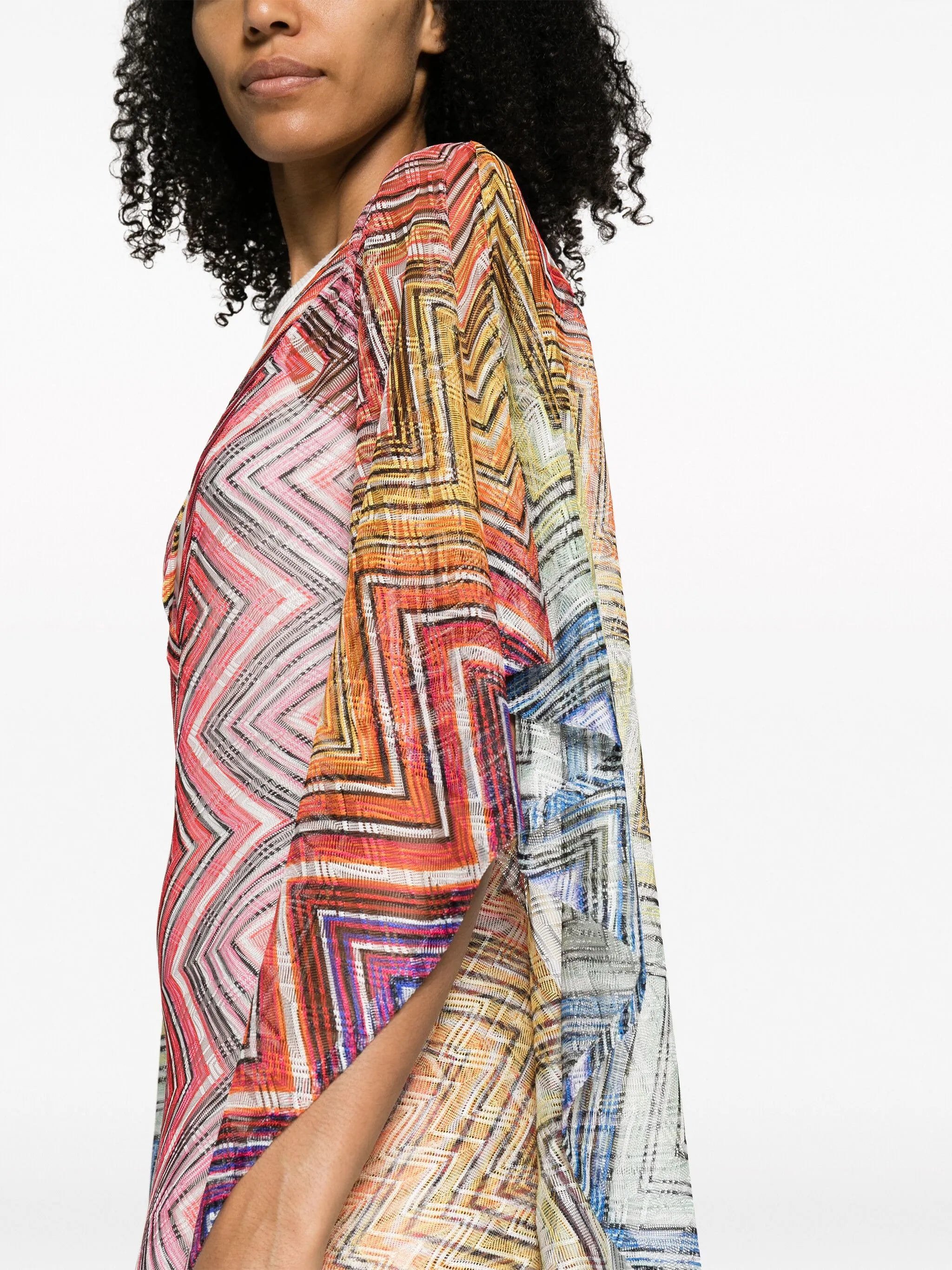 zigzag semi-sheer kaftan dress