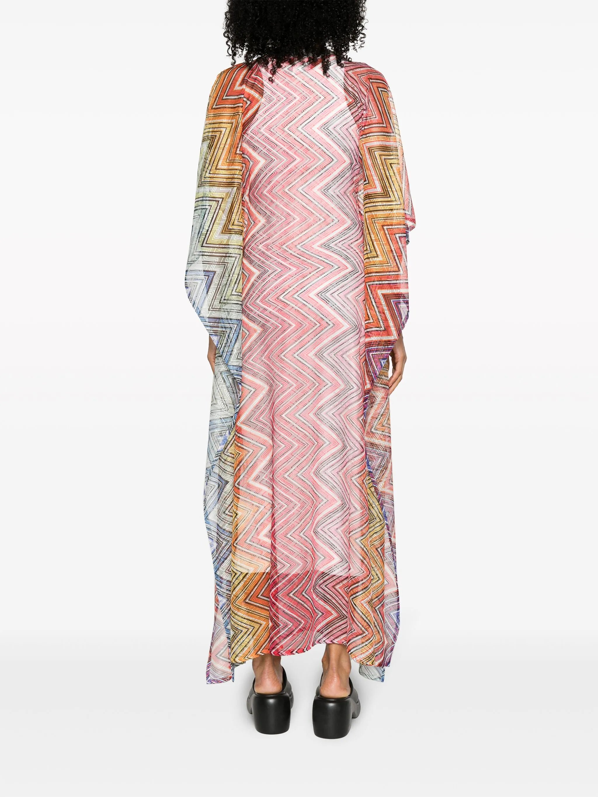 zigzag semi-sheer kaftan dress