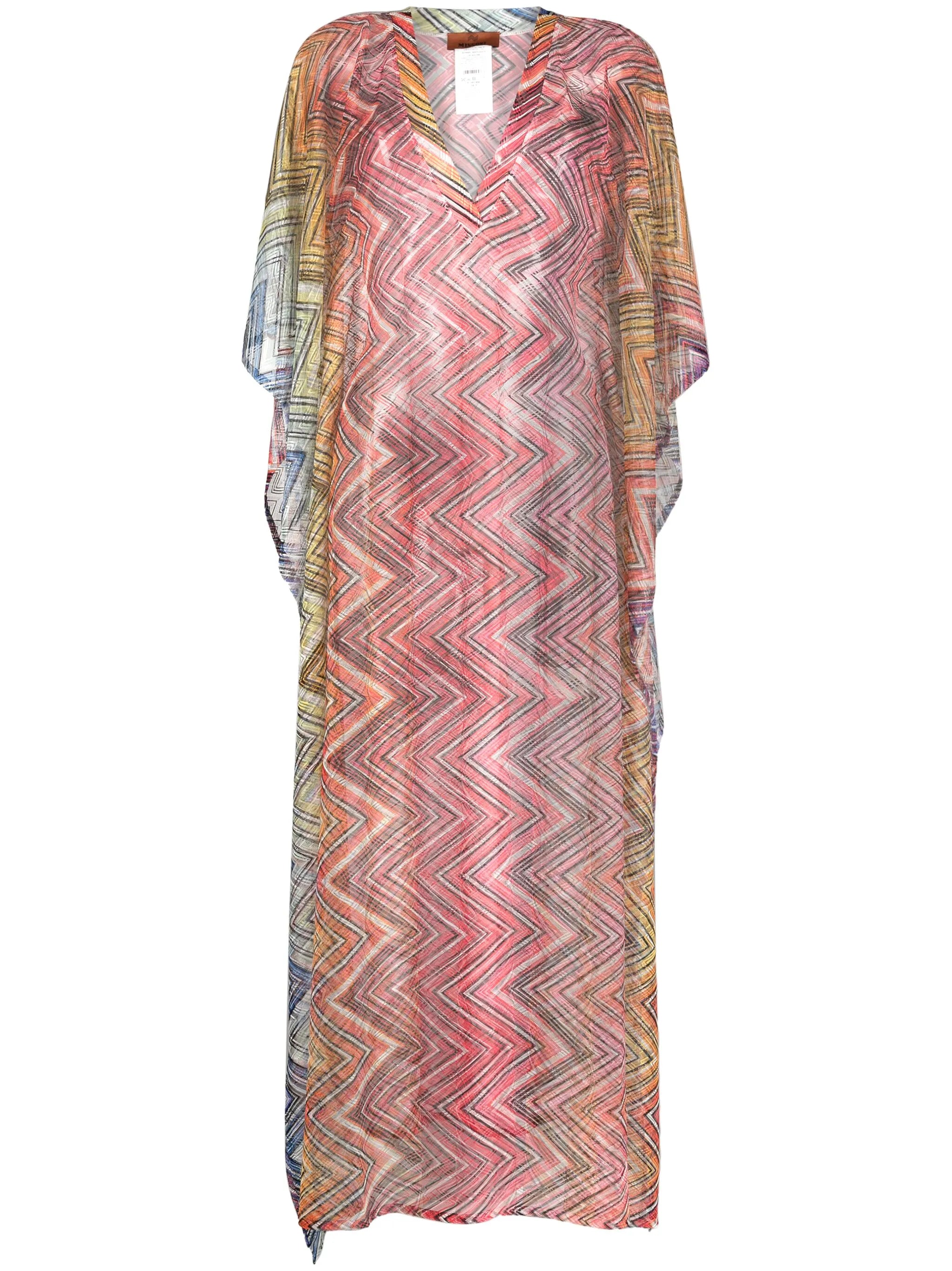 zigzag semi-sheer kaftan dress