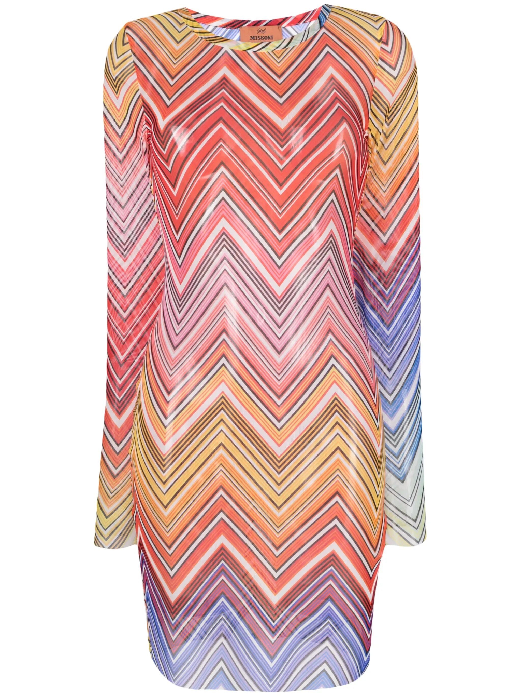 Zigzag-print tulle minidress