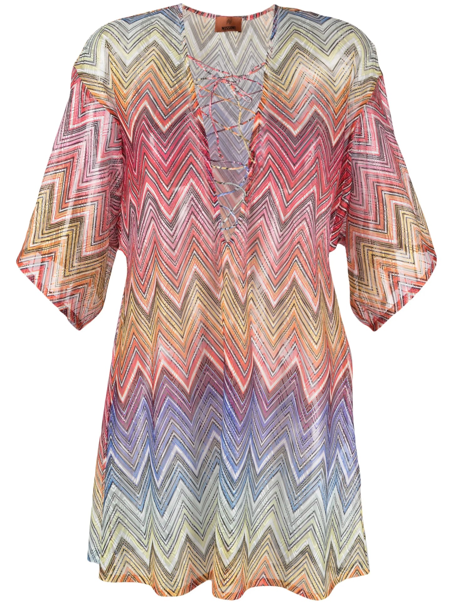zigzag lace-up cover-up