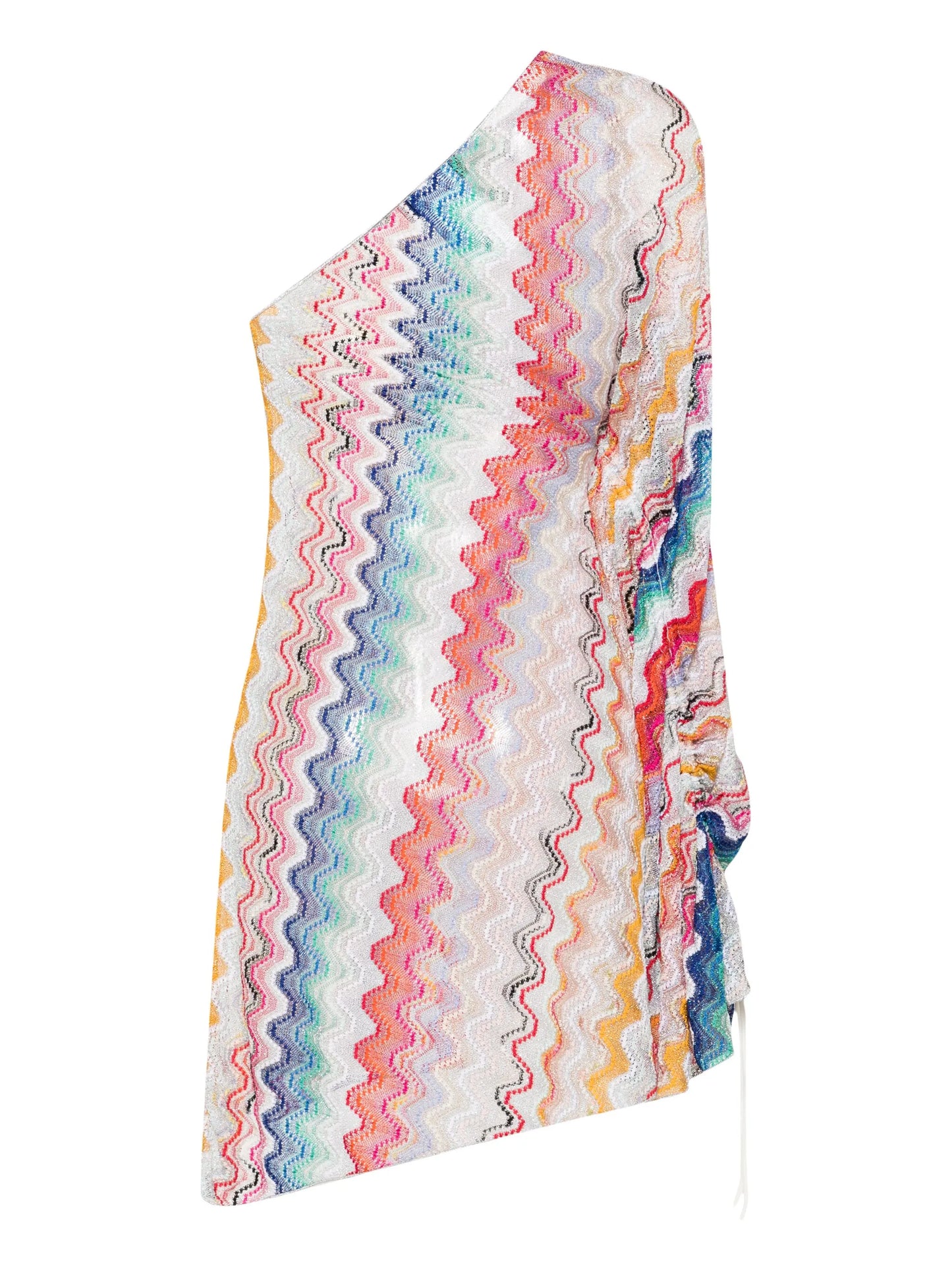 zigzag-woven one-shoulder dress