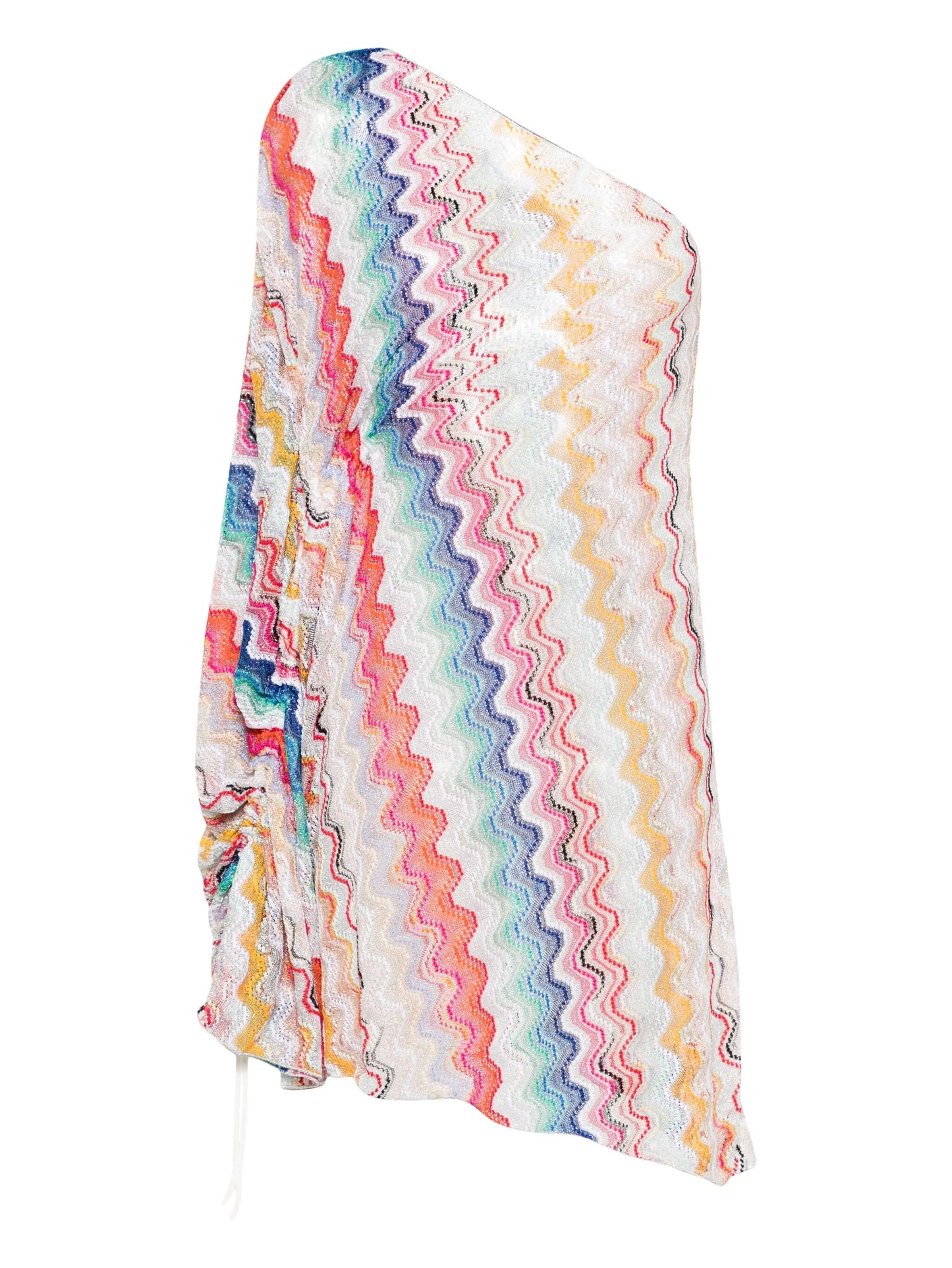zigzag-woven one-shoulder dress
