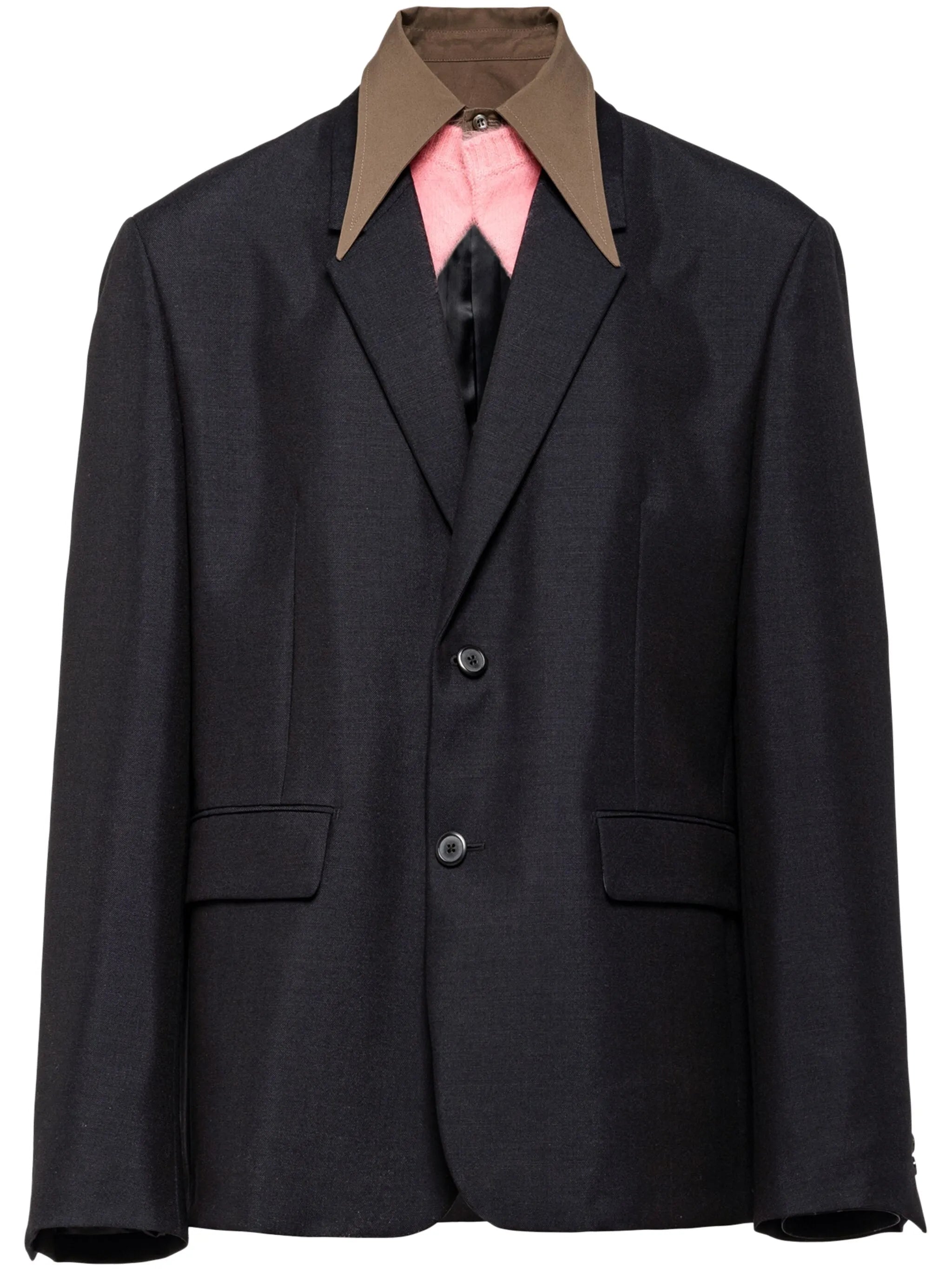 detachable-collar wool blazer