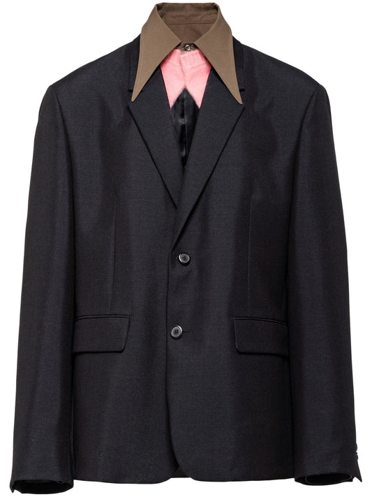 detachable-collar wool blazer