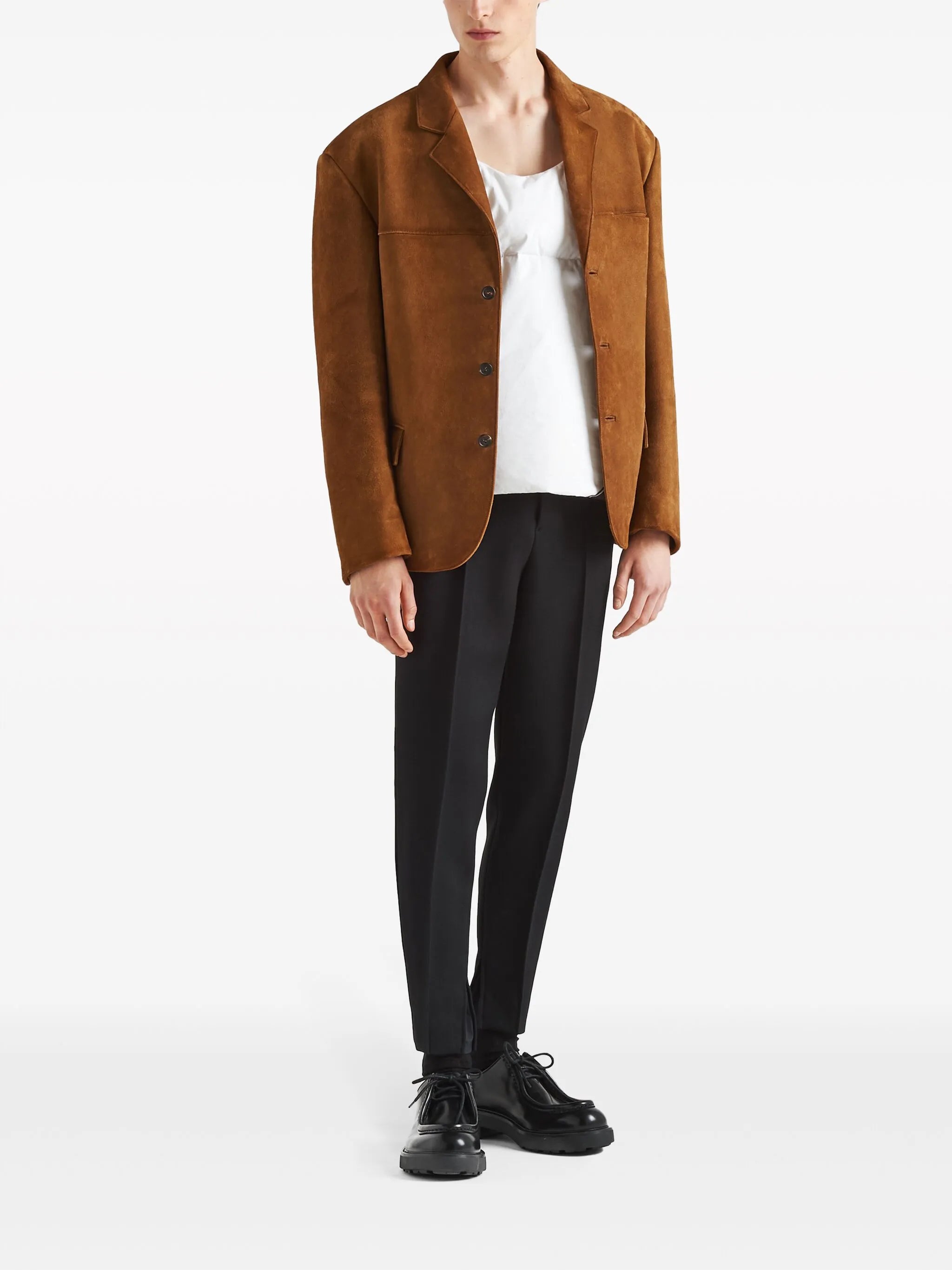 single-breasted suede blazer