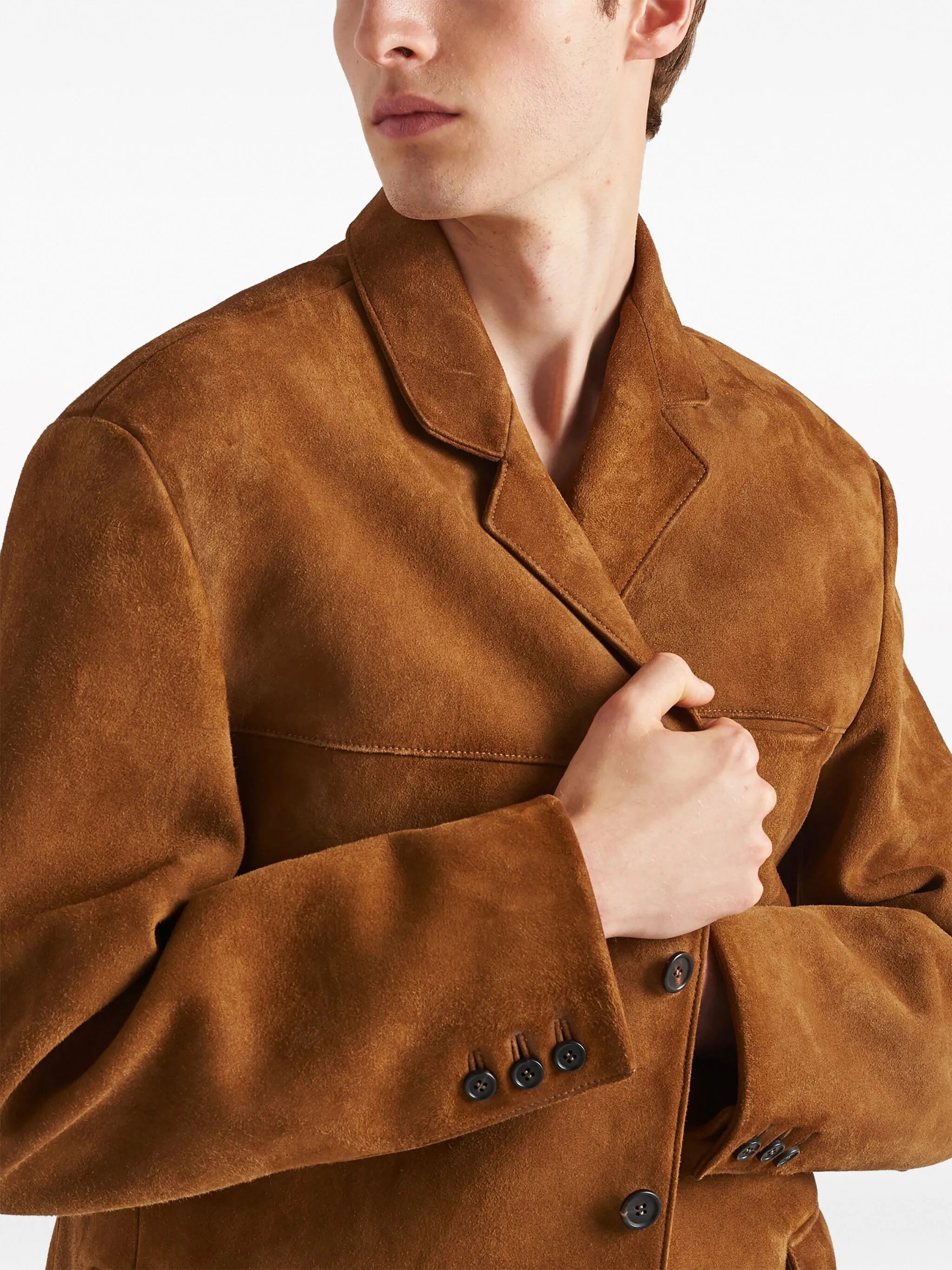 single-breasted suede blazer