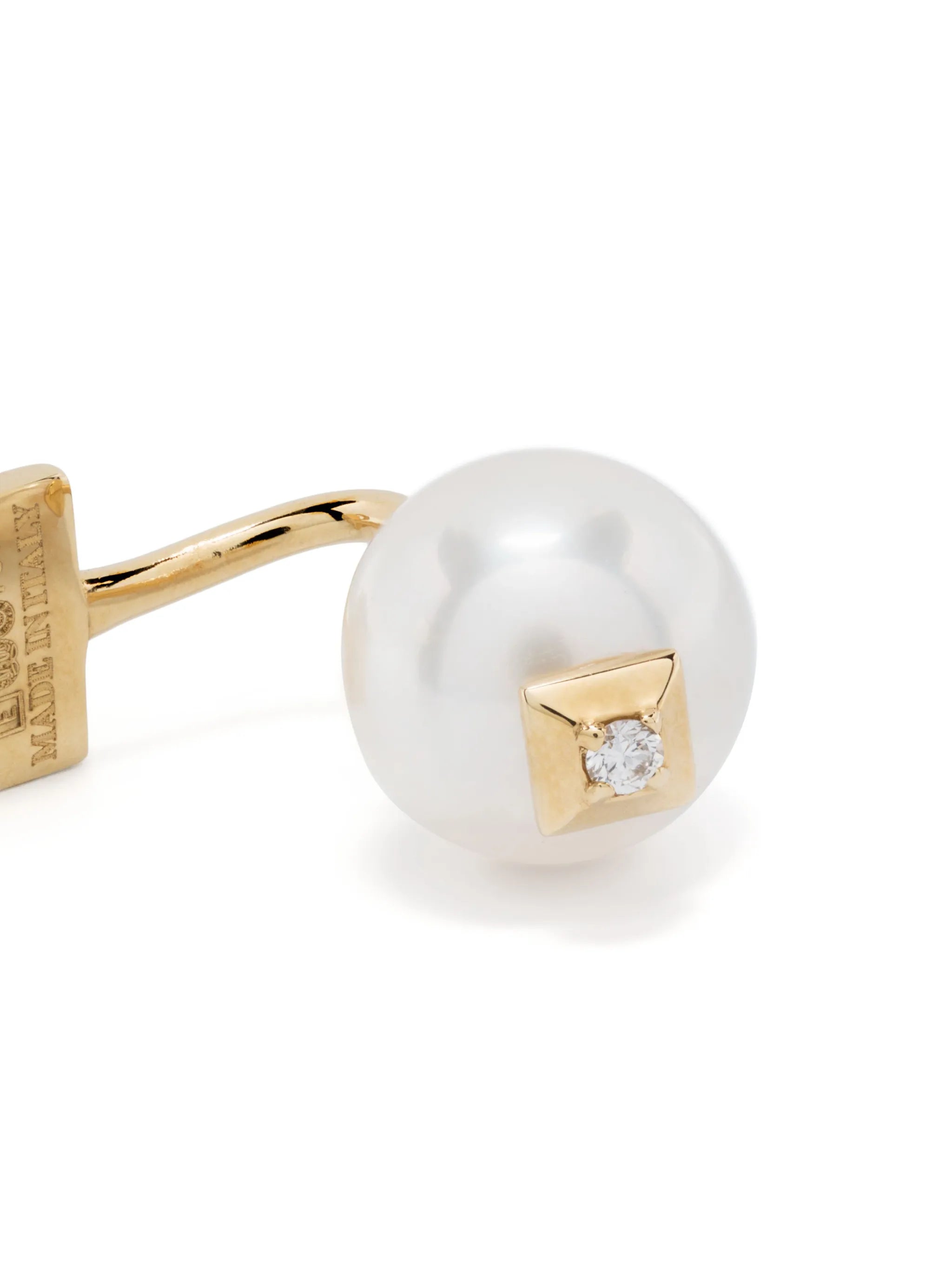 18kt yellow gold Double pearl and diamond earring