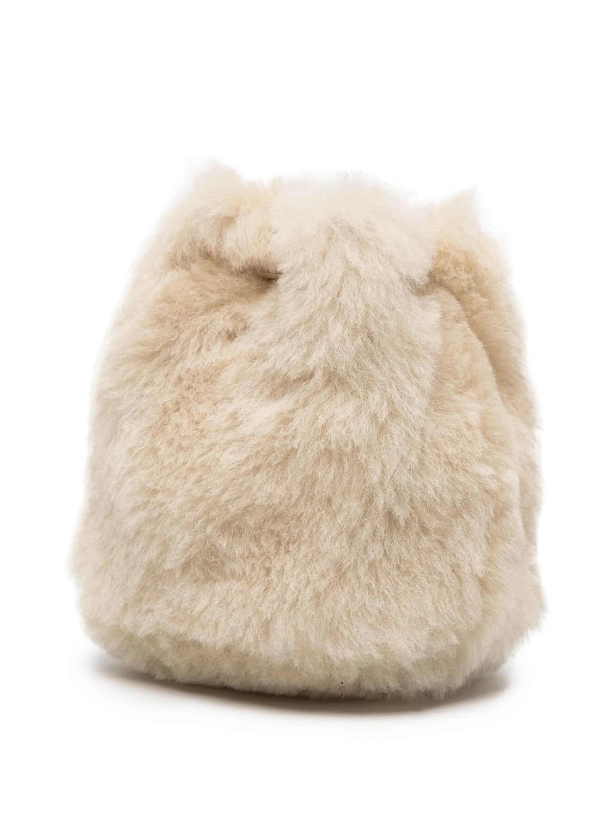 triangle-logo shearling bucket bag