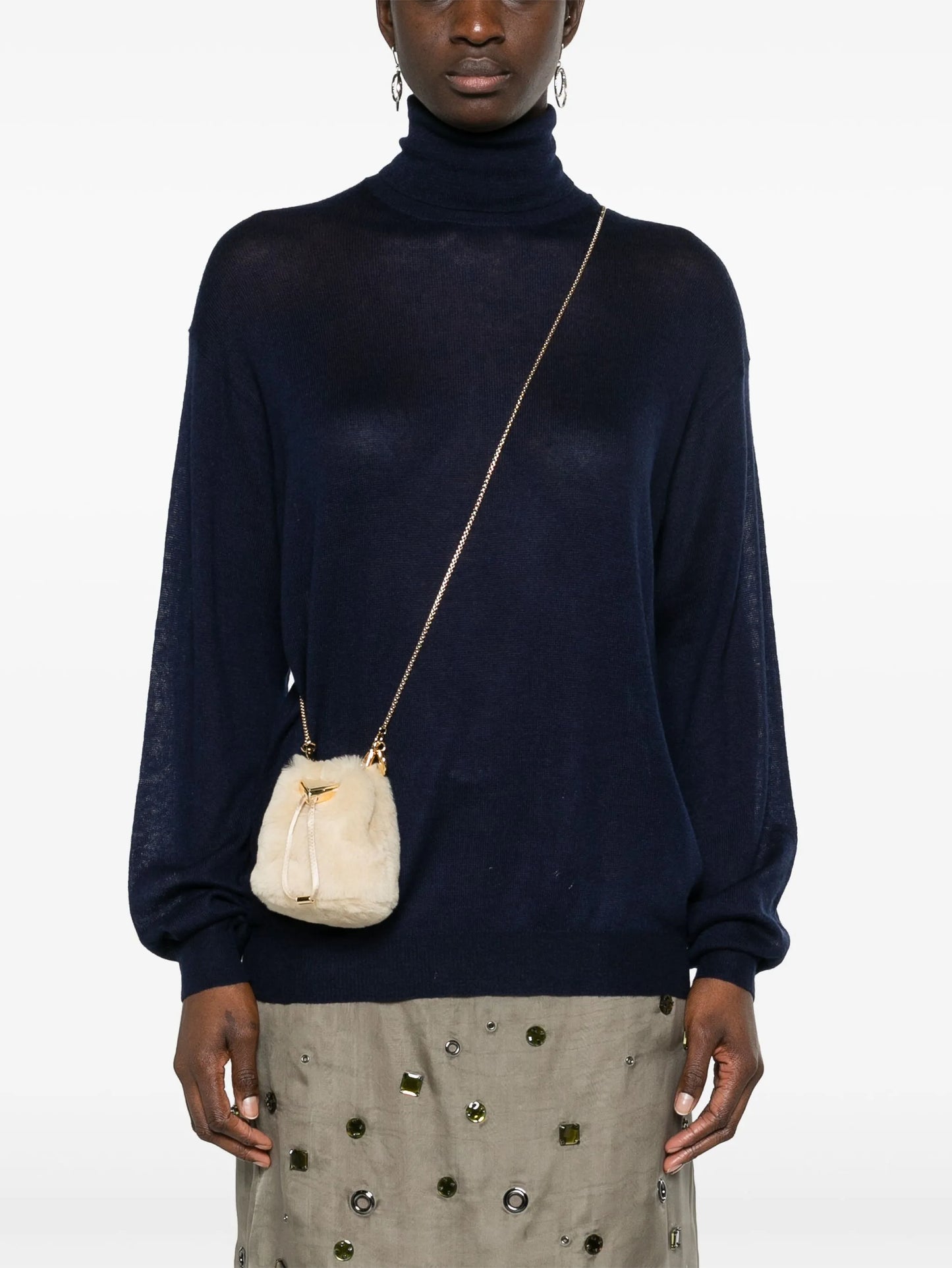 triangle-logo shearling bucket bag