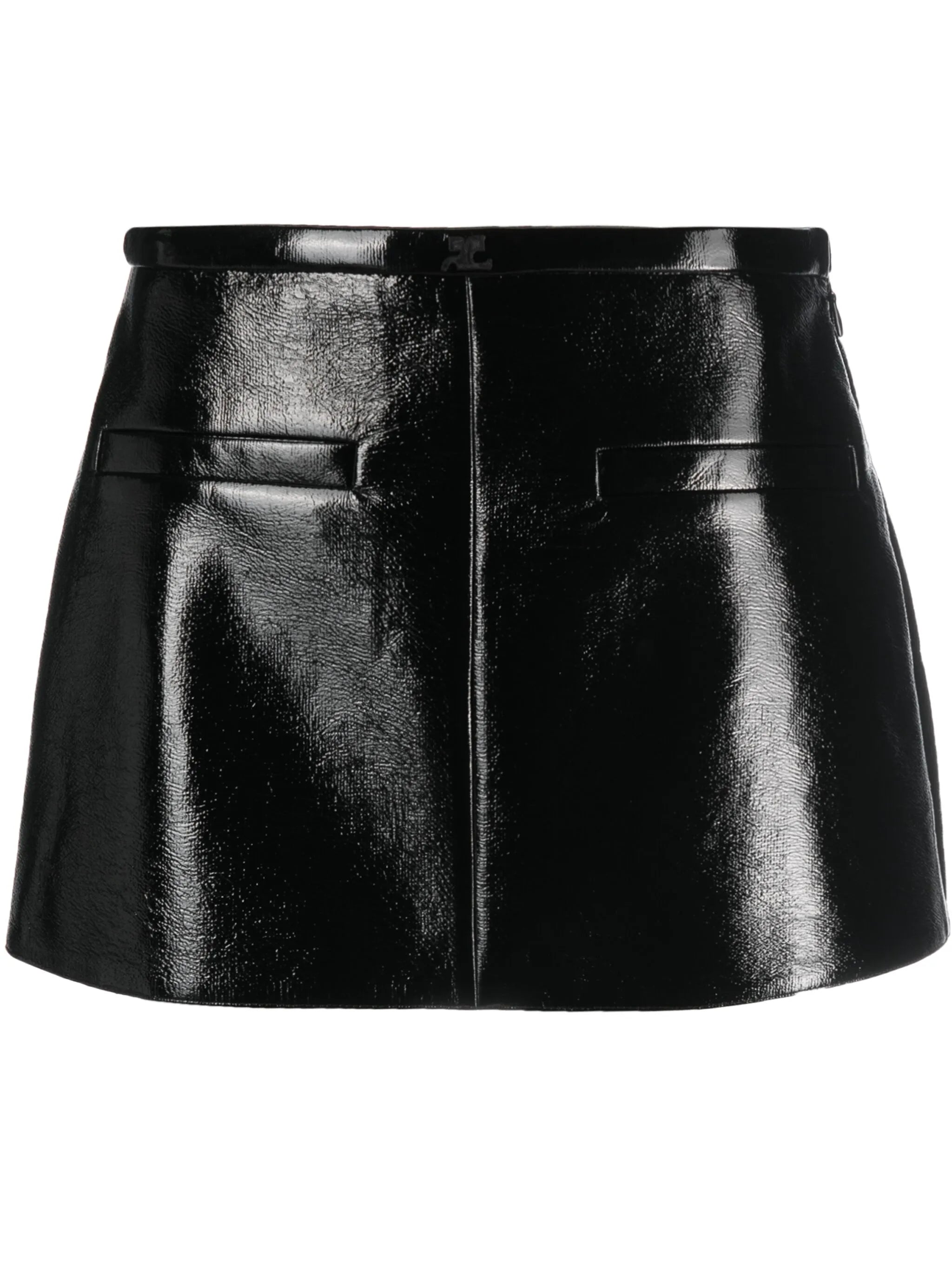 high-shine mini skirt