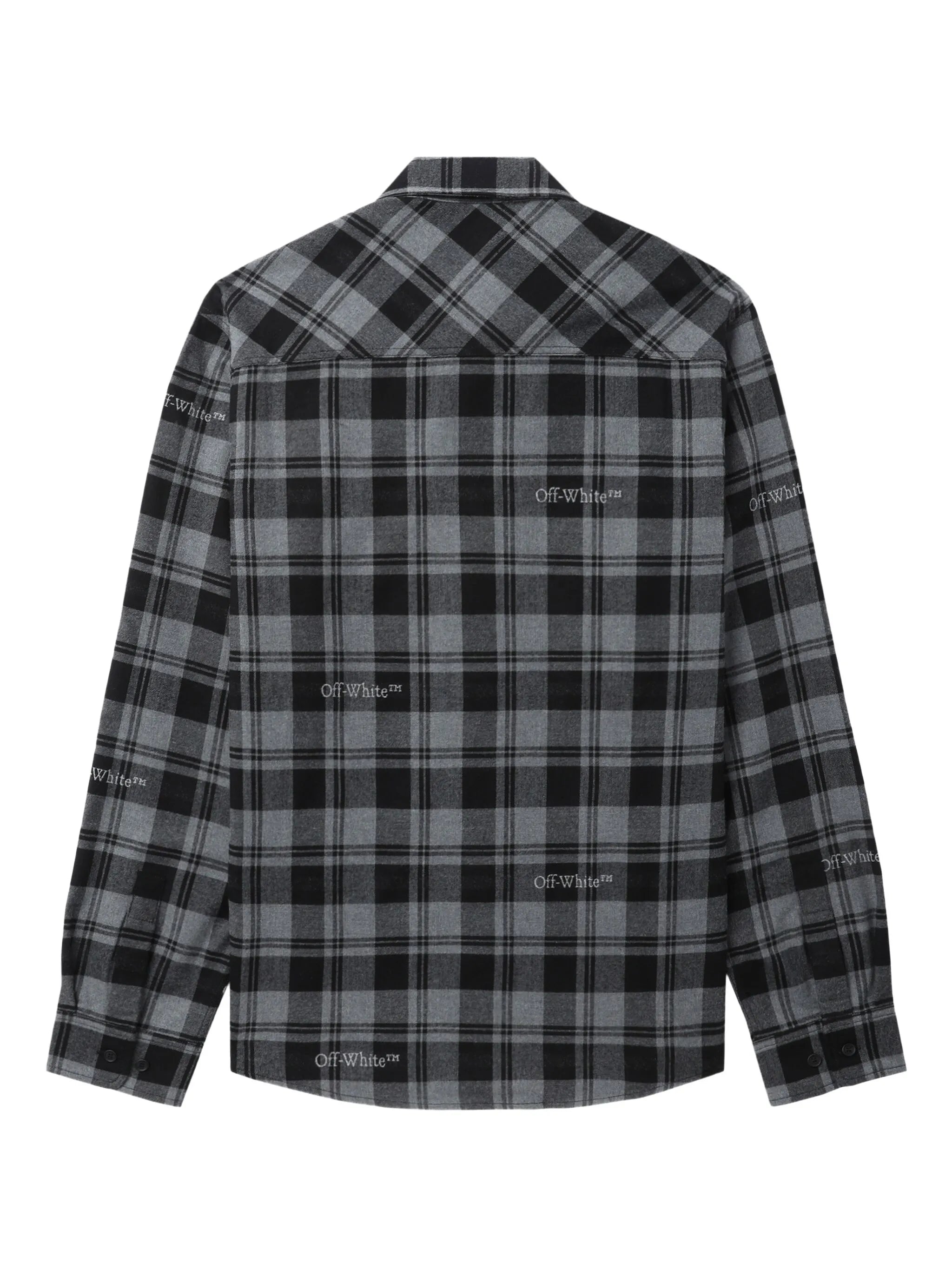 logo-embroidered checked cotton shirt
