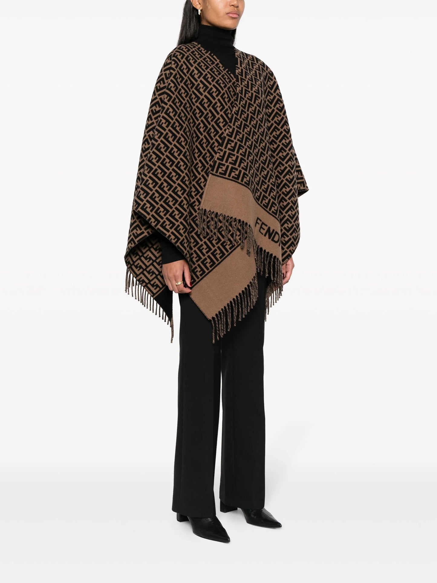 FF-logo print poncho