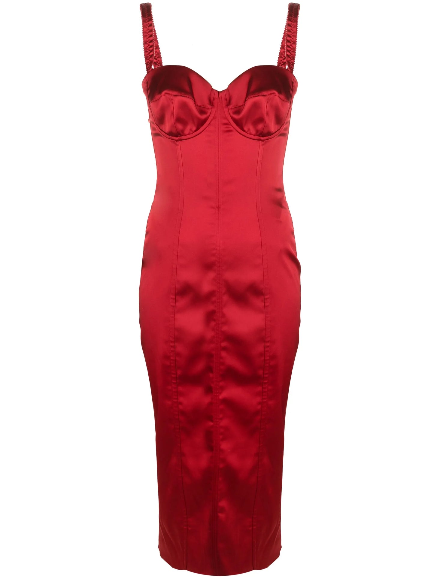 sweetheart-neck corset-style midi dress