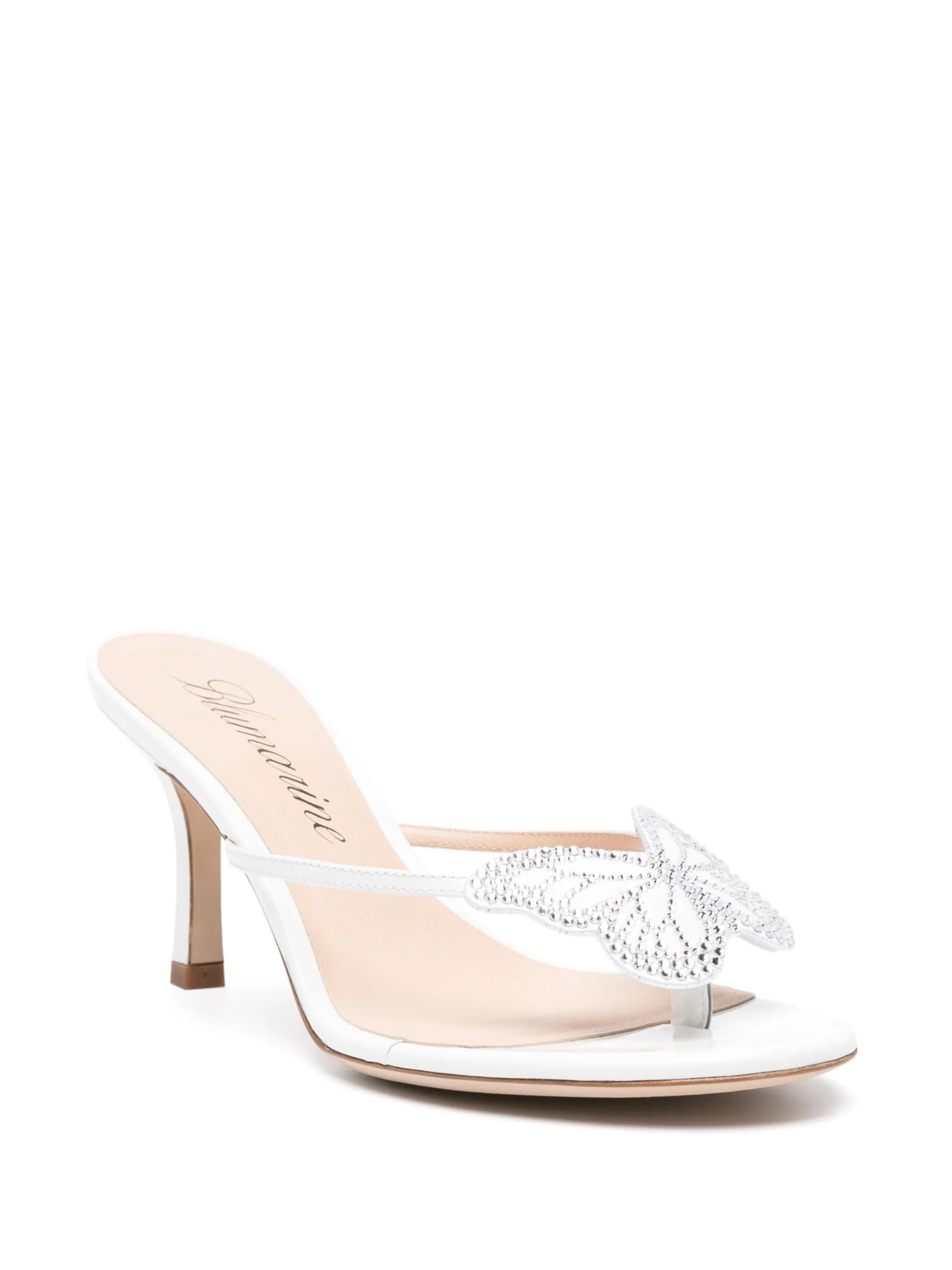 75mm butterfly-appliqué leather sandals