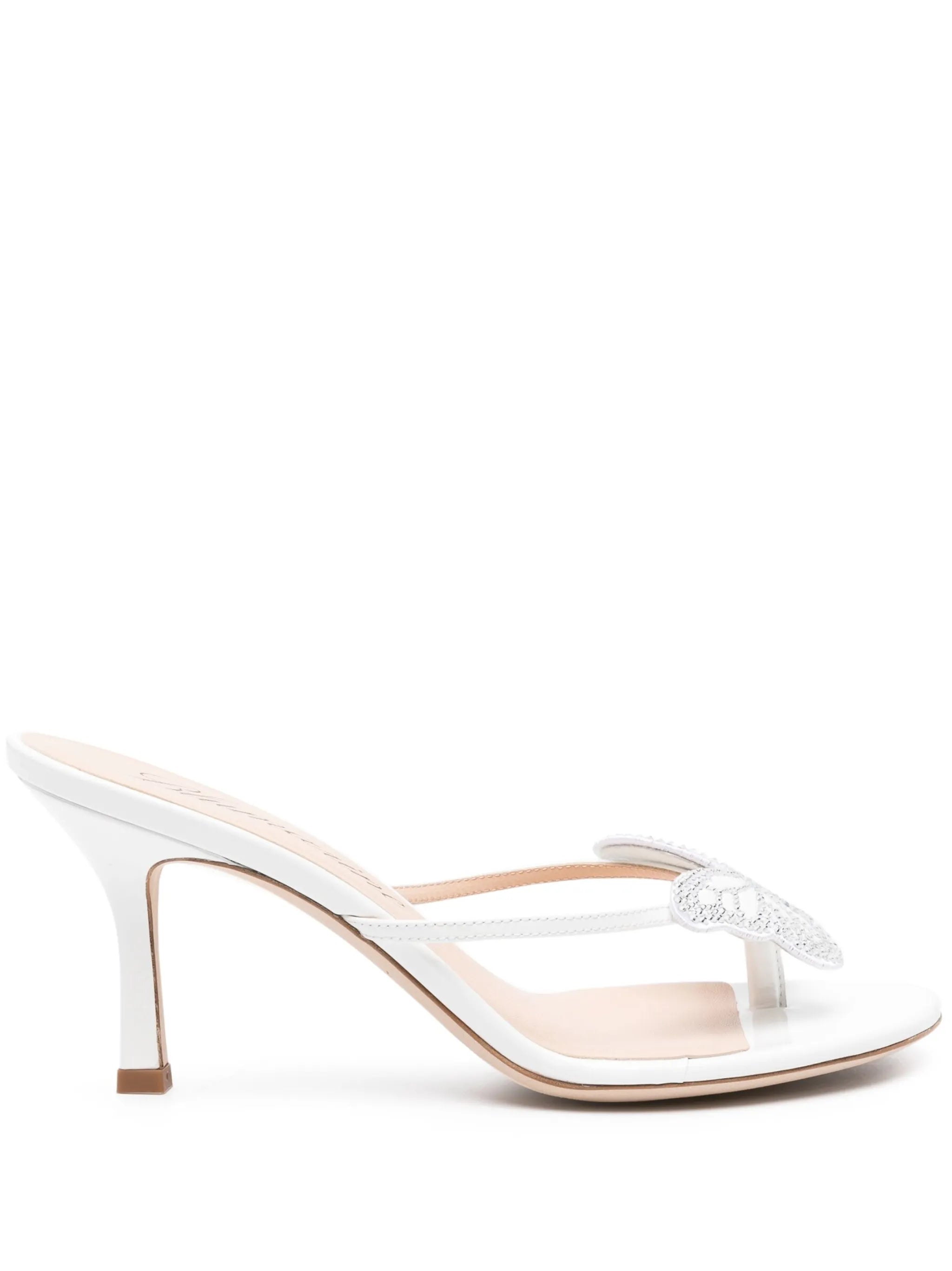 75mm butterfly-appliqué leather sandals