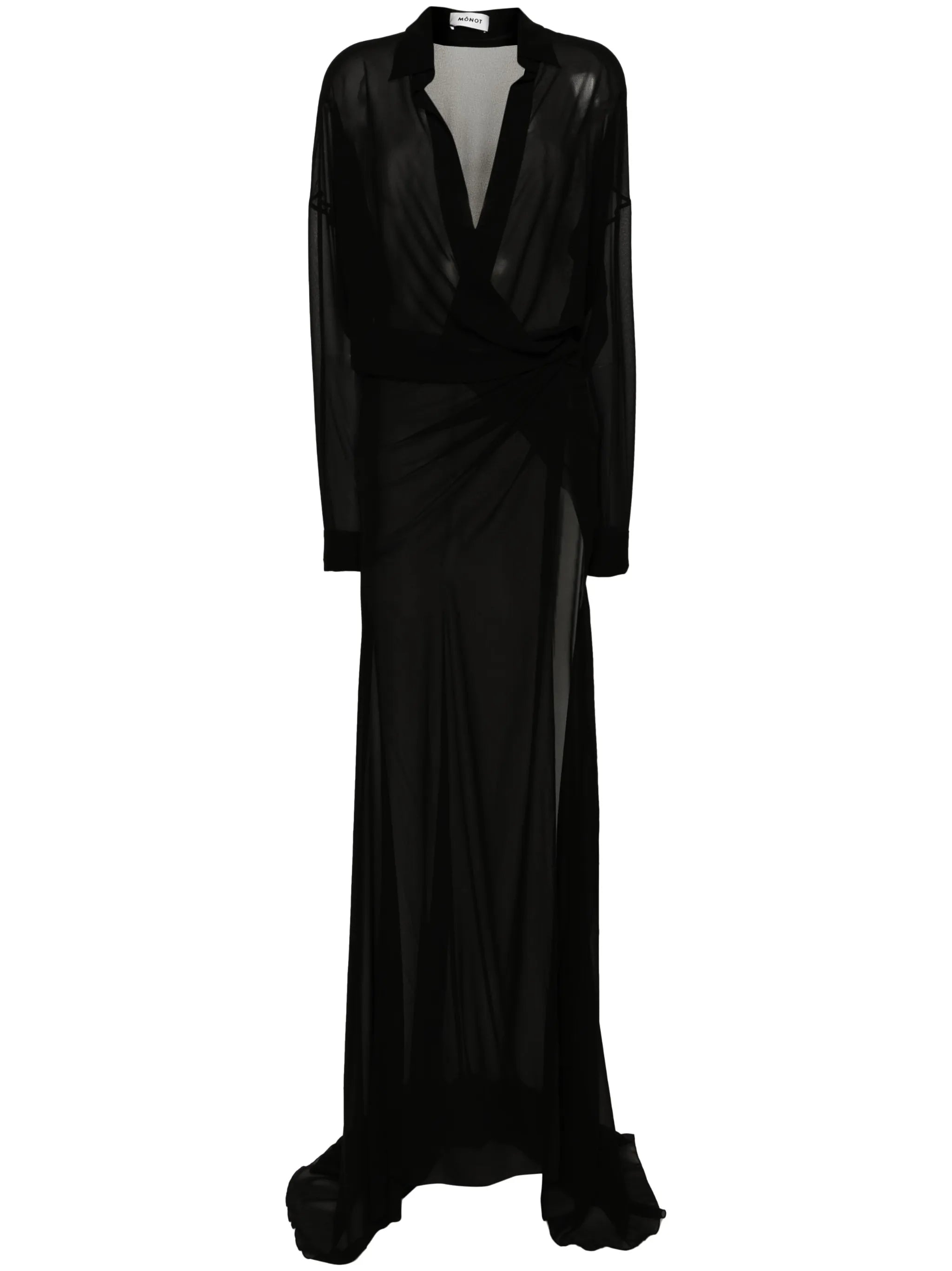train sheer maxi shirt dress