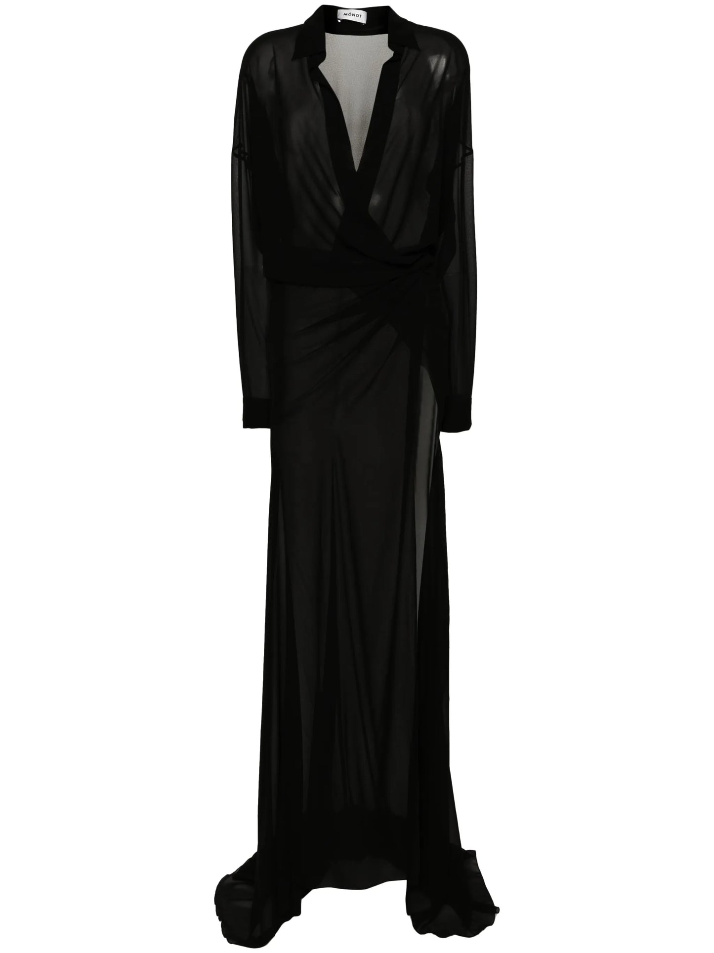 train sheer maxi shirt dress
