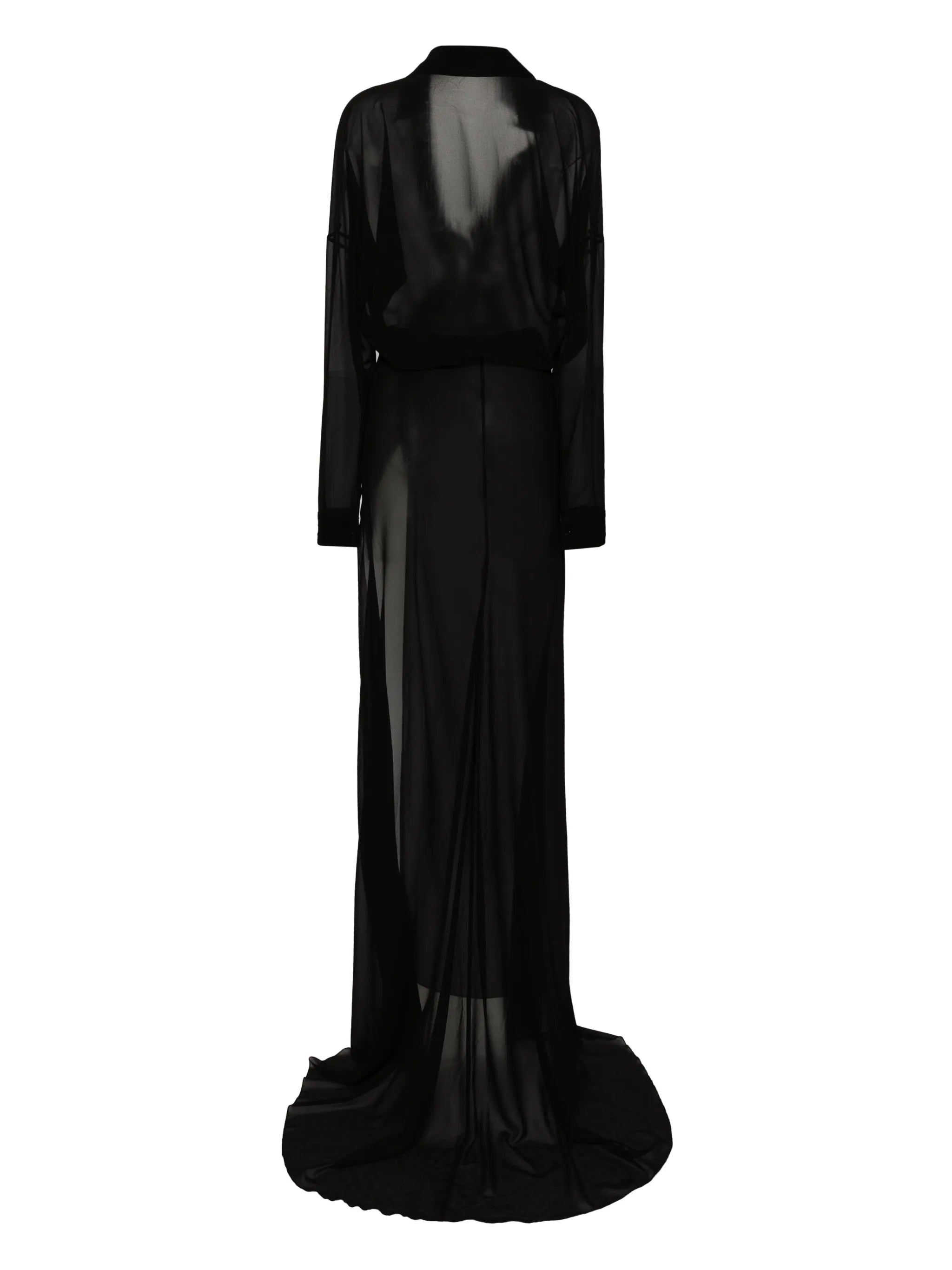 train sheer maxi shirt dress