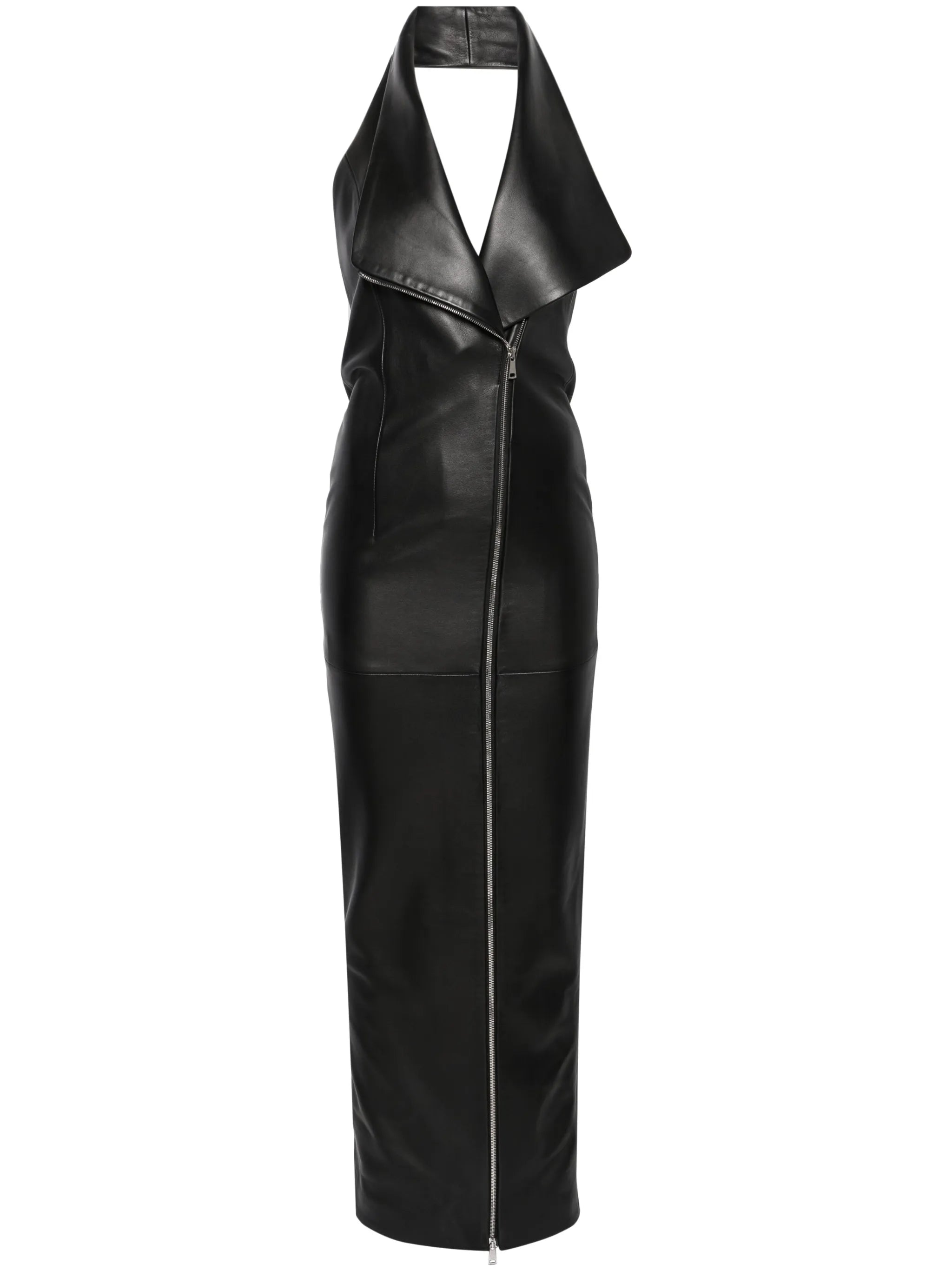 leather column maxi dress