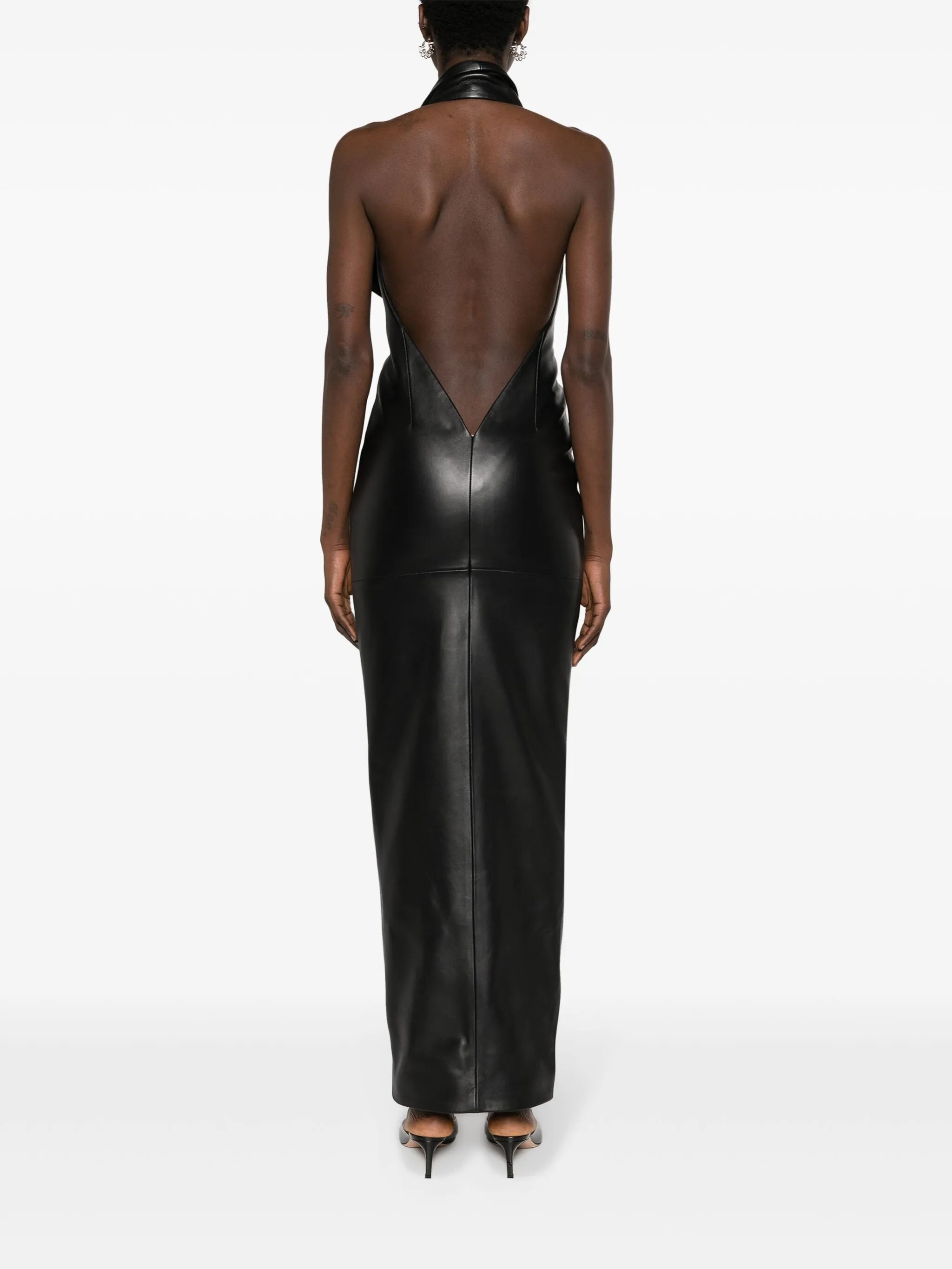 leather column maxi dress