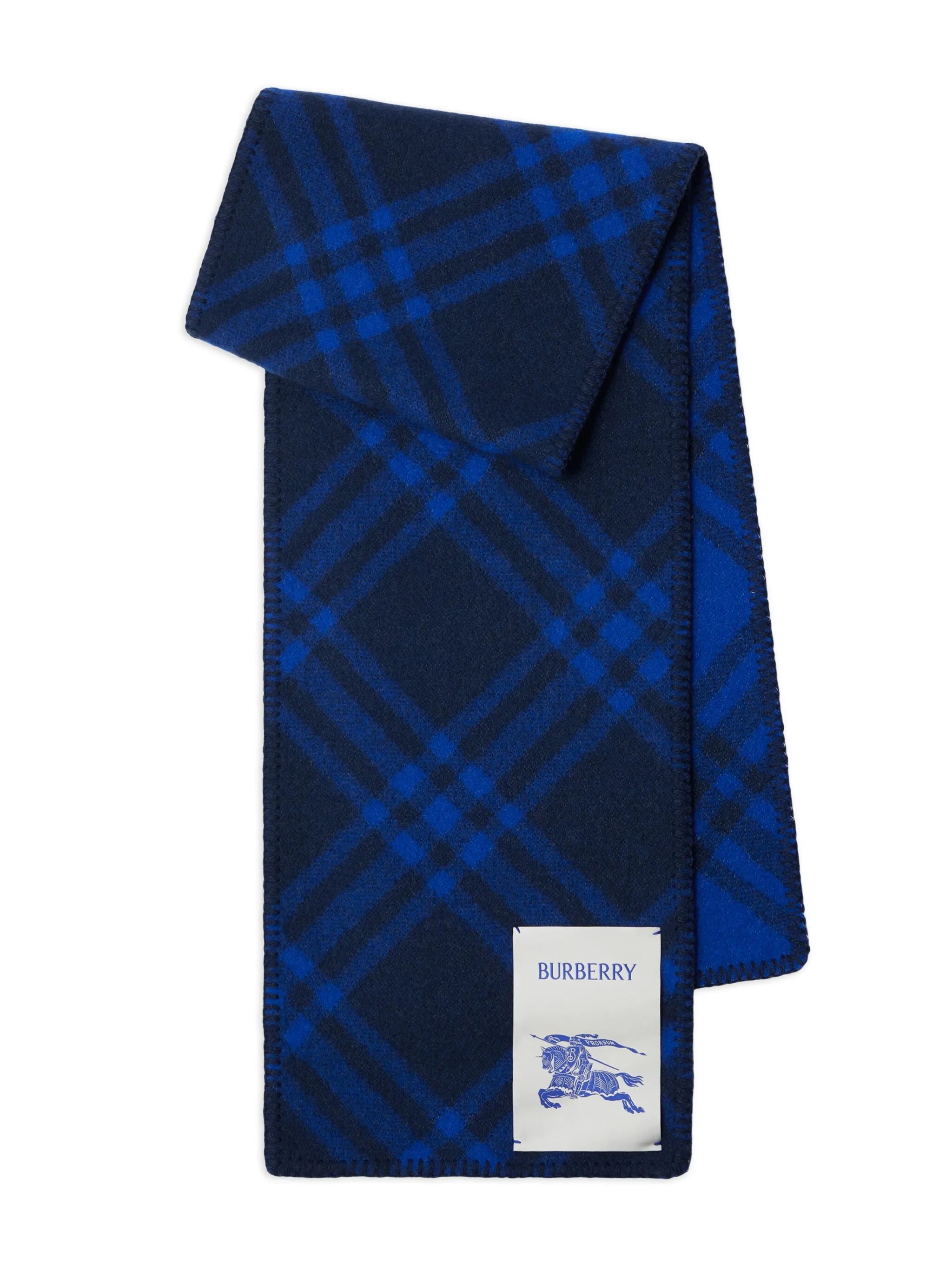 logo-patch checked wool scarf