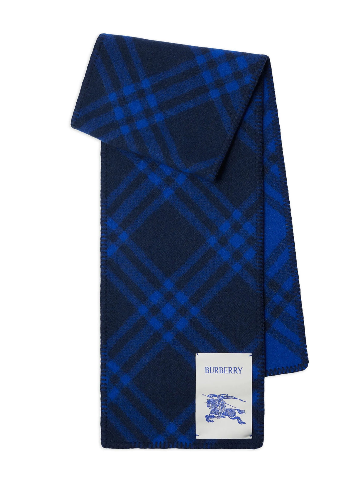 logo-patch checked wool scarf