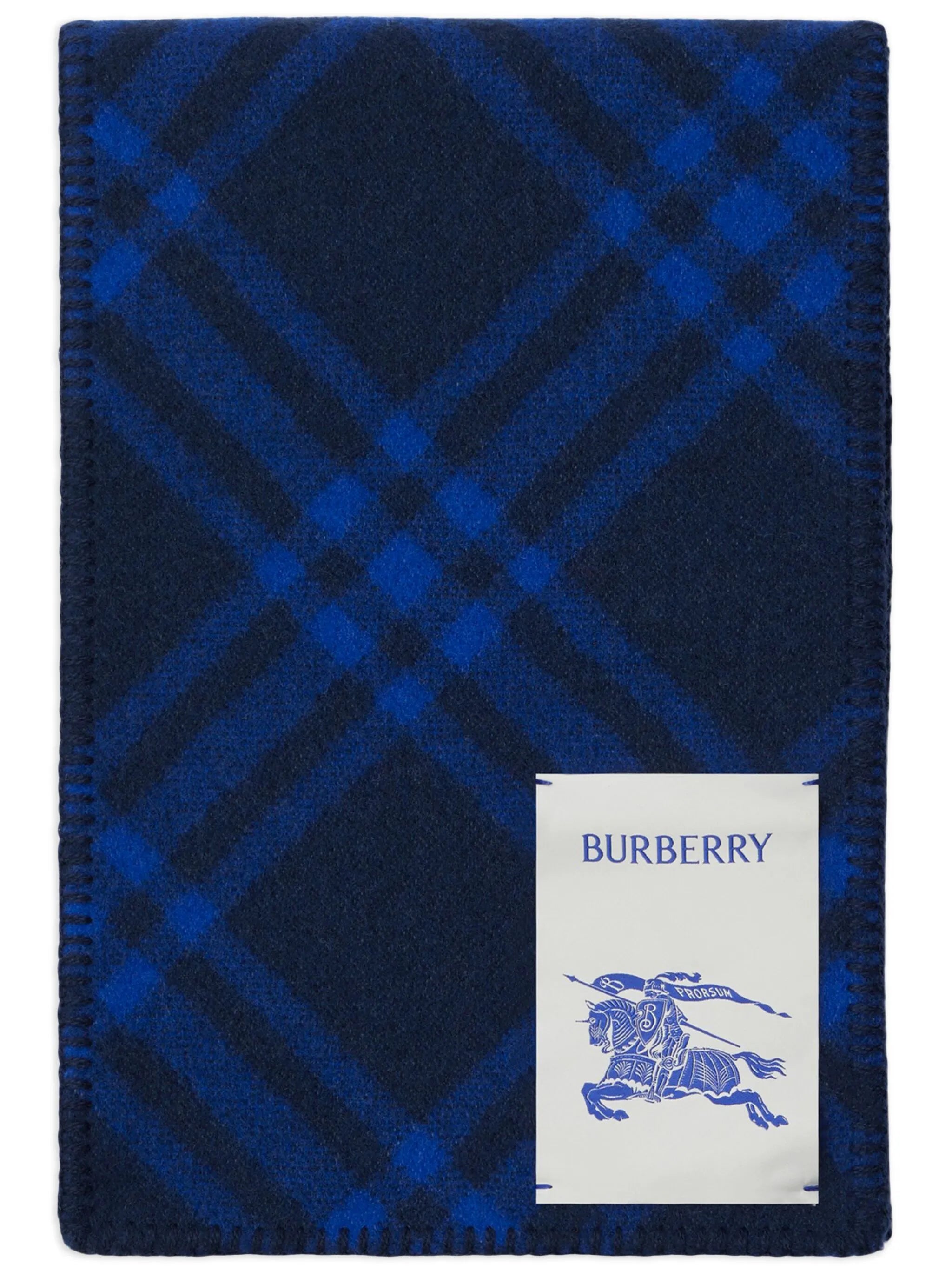 logo-patch checked wool scarf