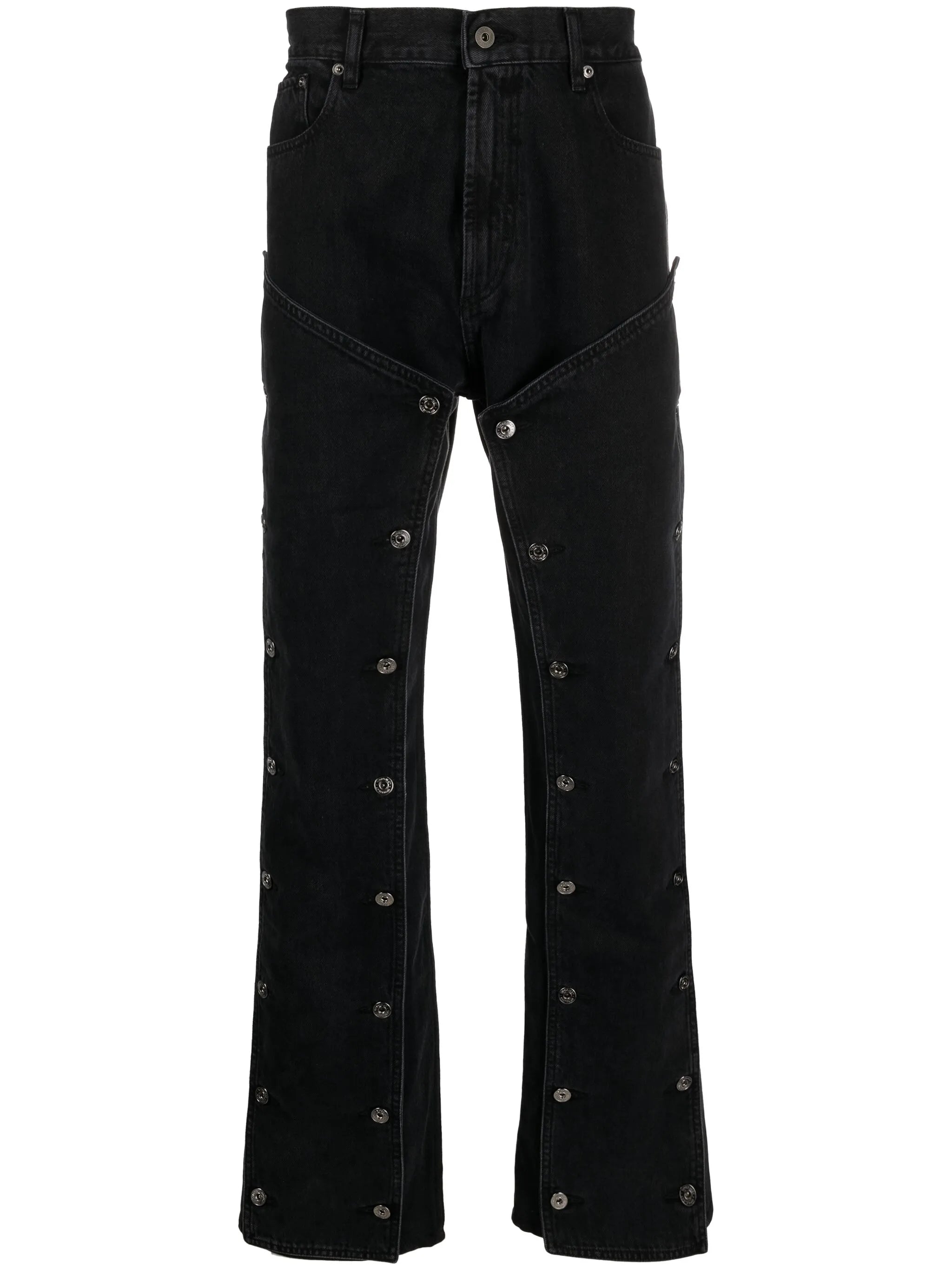 Snap-off mid-rise bootcut jeans