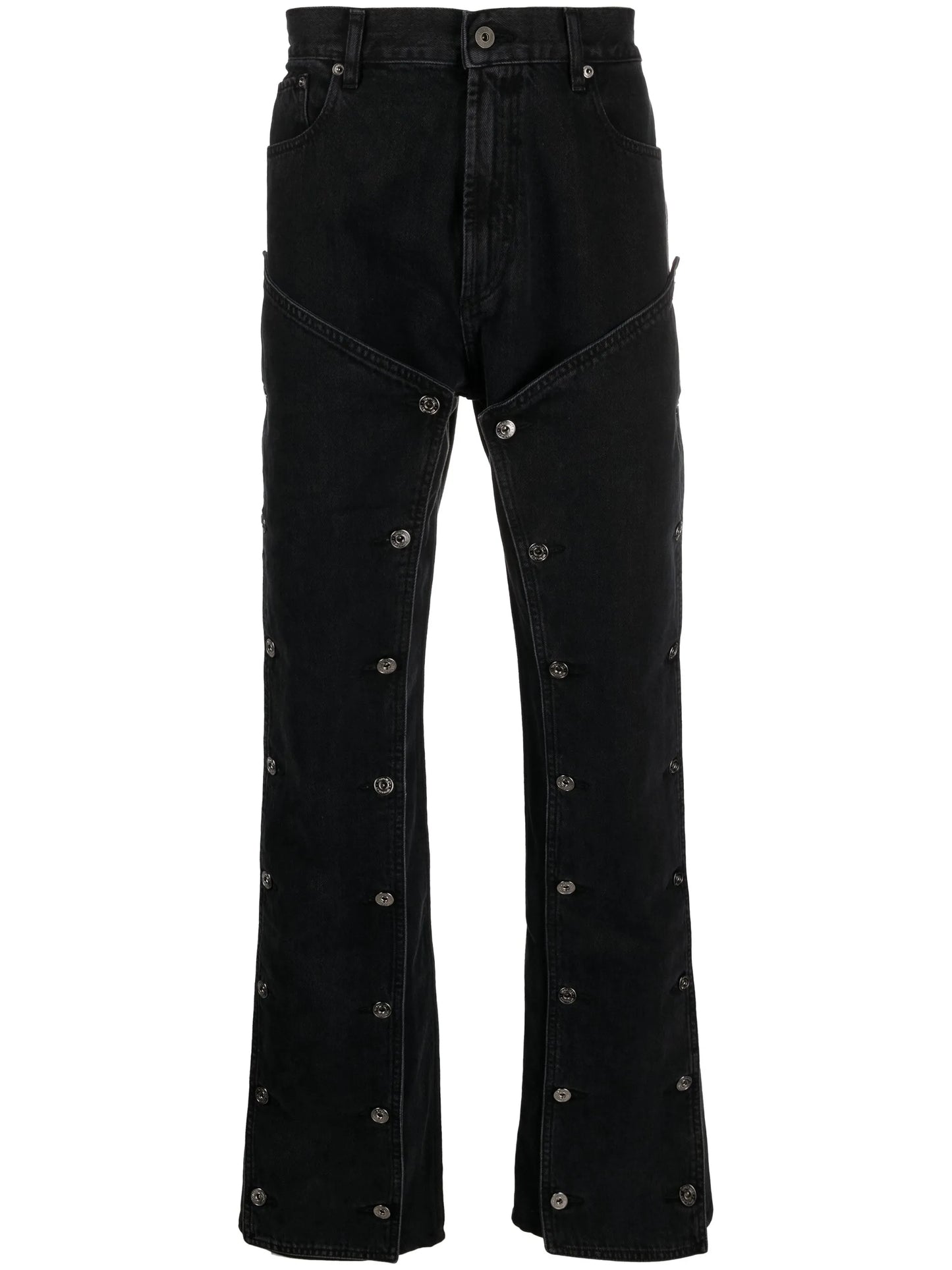 Snap-off mid-rise bootcut jeans