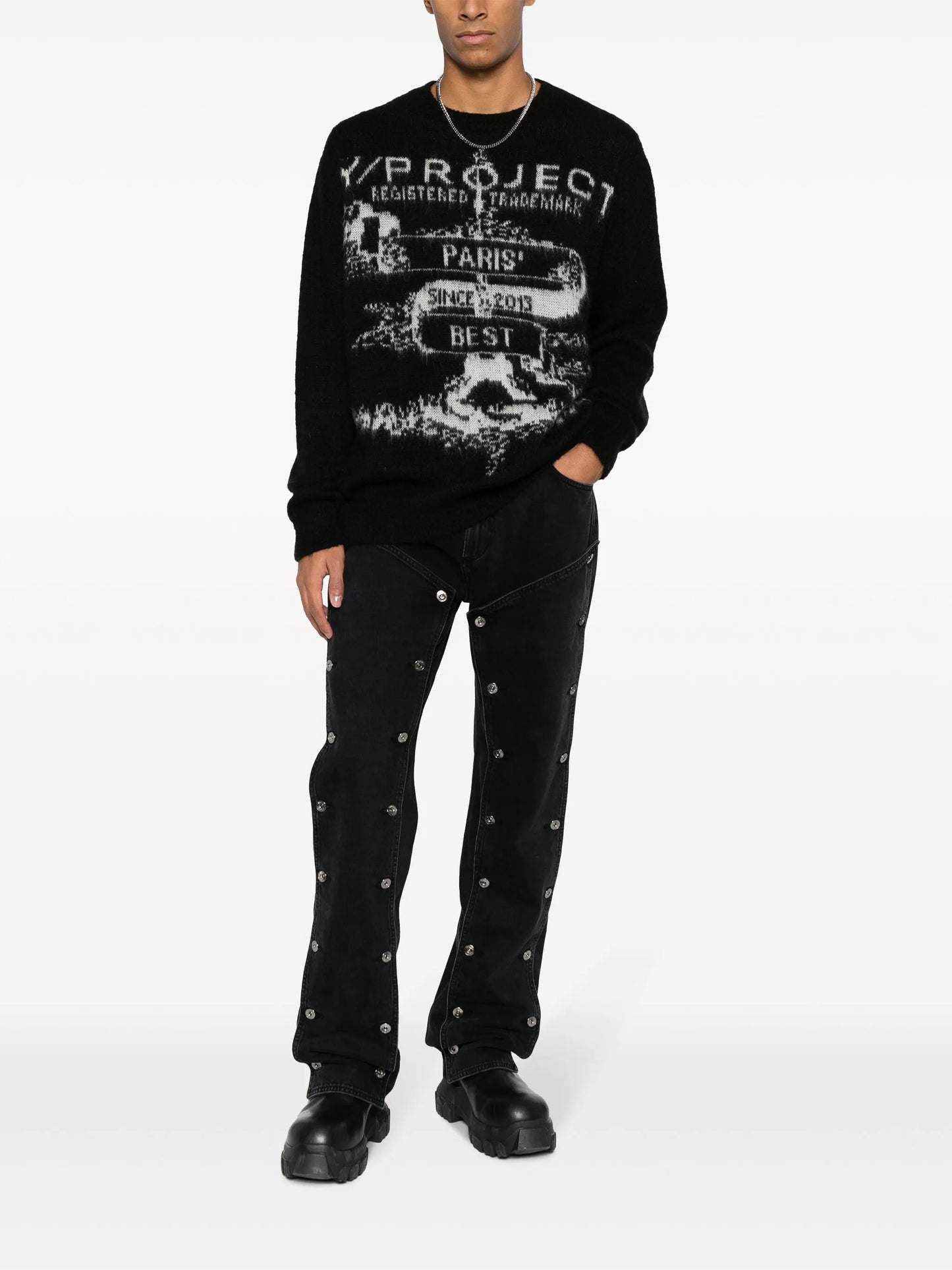 Snap-off mid-rise bootcut jeans