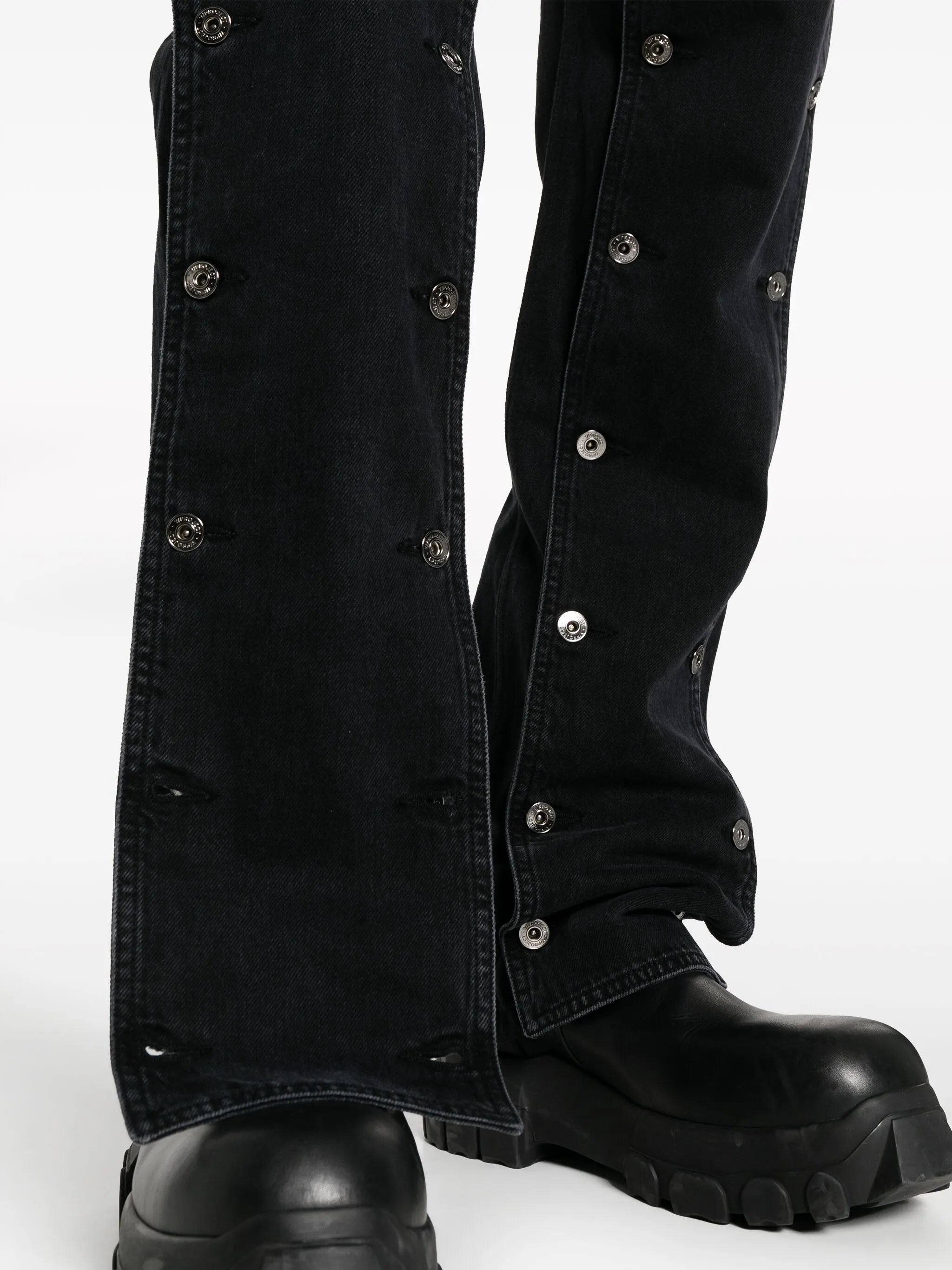 Snap-off mid-rise bootcut jeans