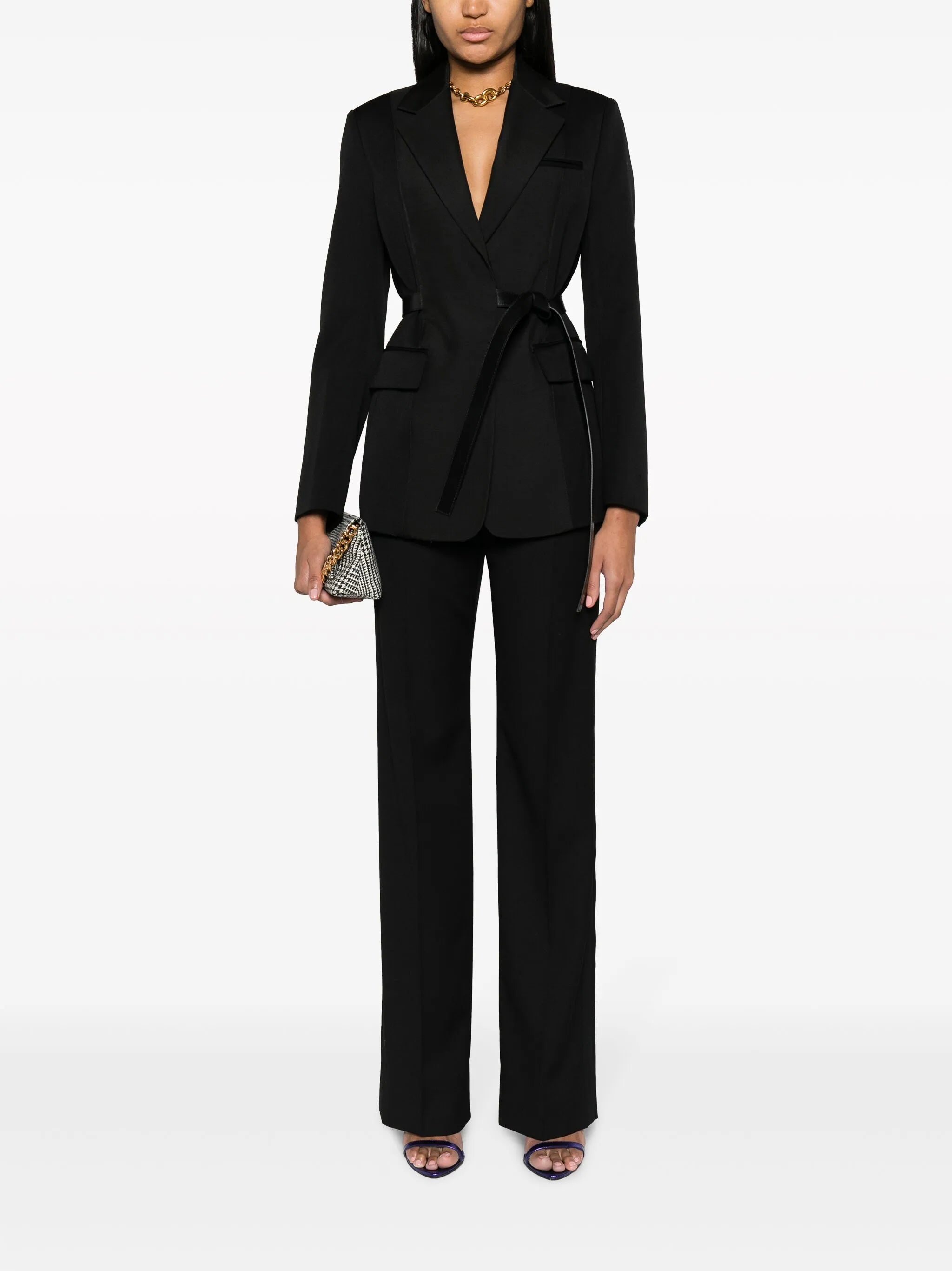 belted tailored blazer