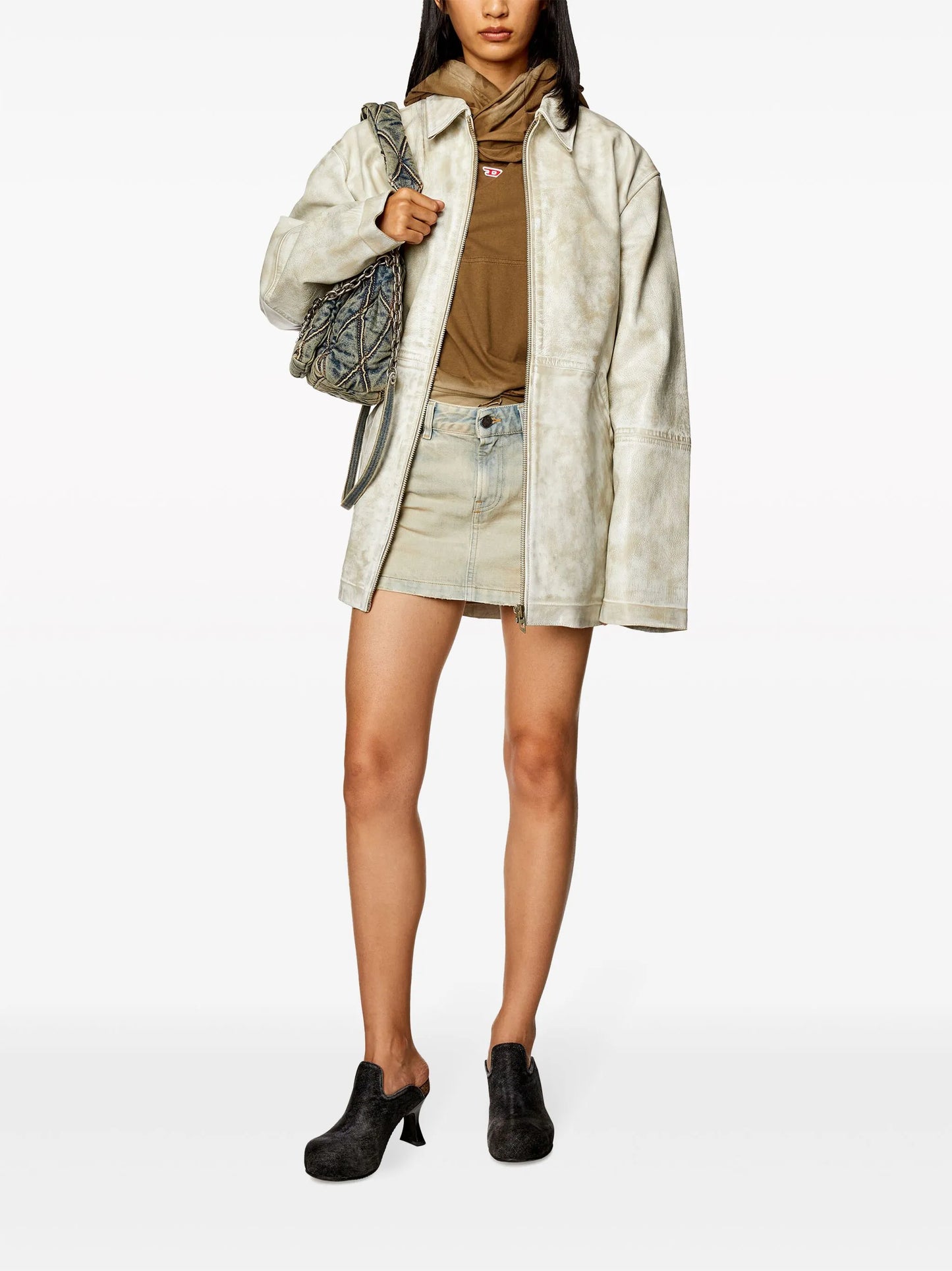 De-Ron low-rise denim miniskirt
