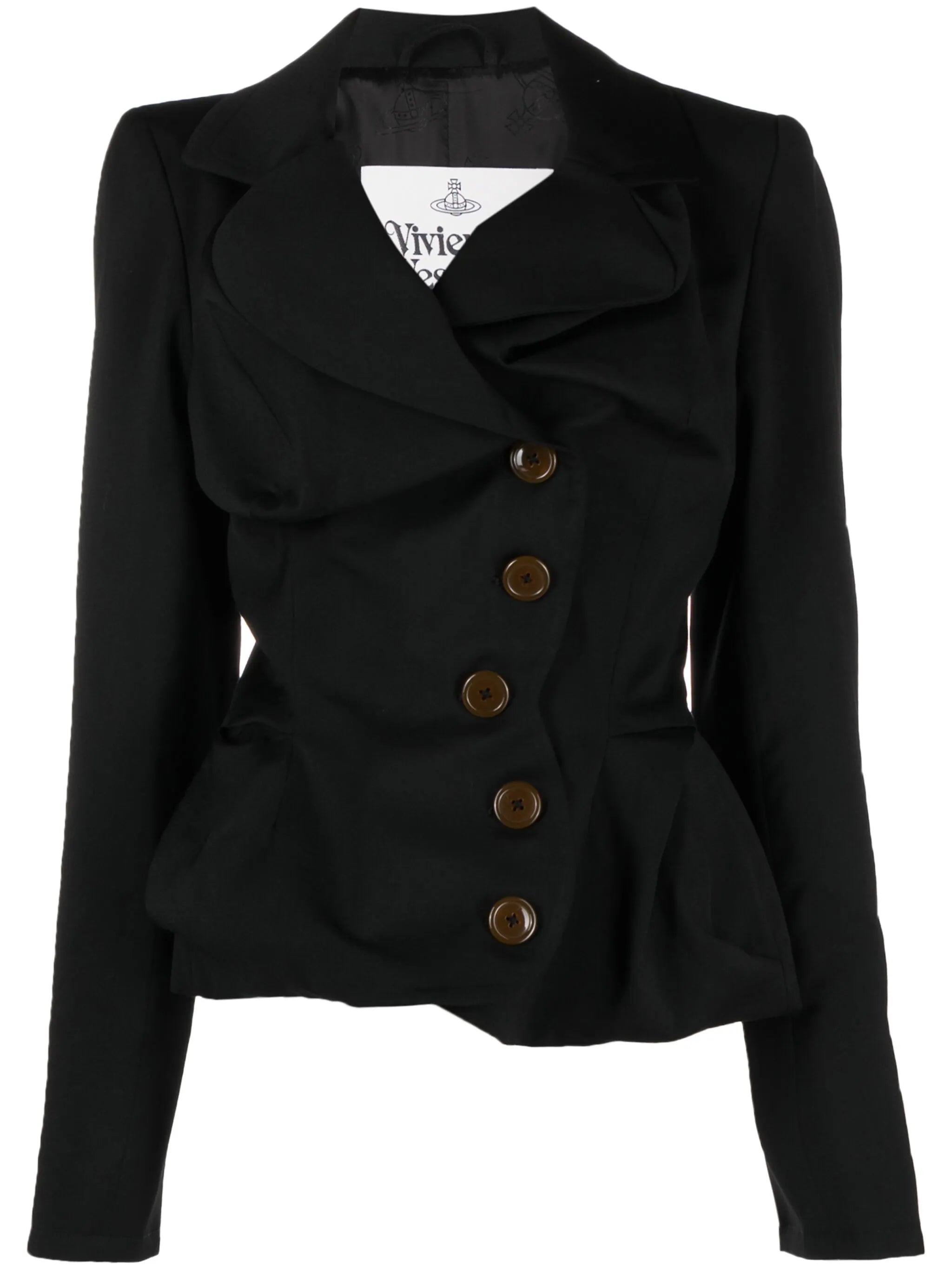 asymmetric-lapels wool blazer